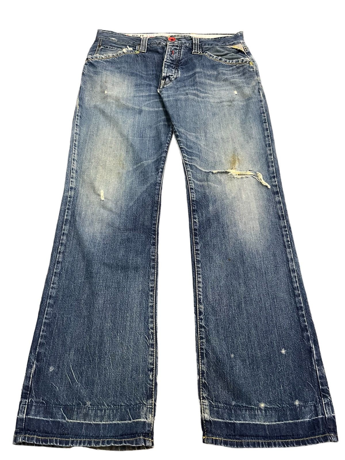 Vintage Replay Baggy Style Double Pocket Distressed Jeans