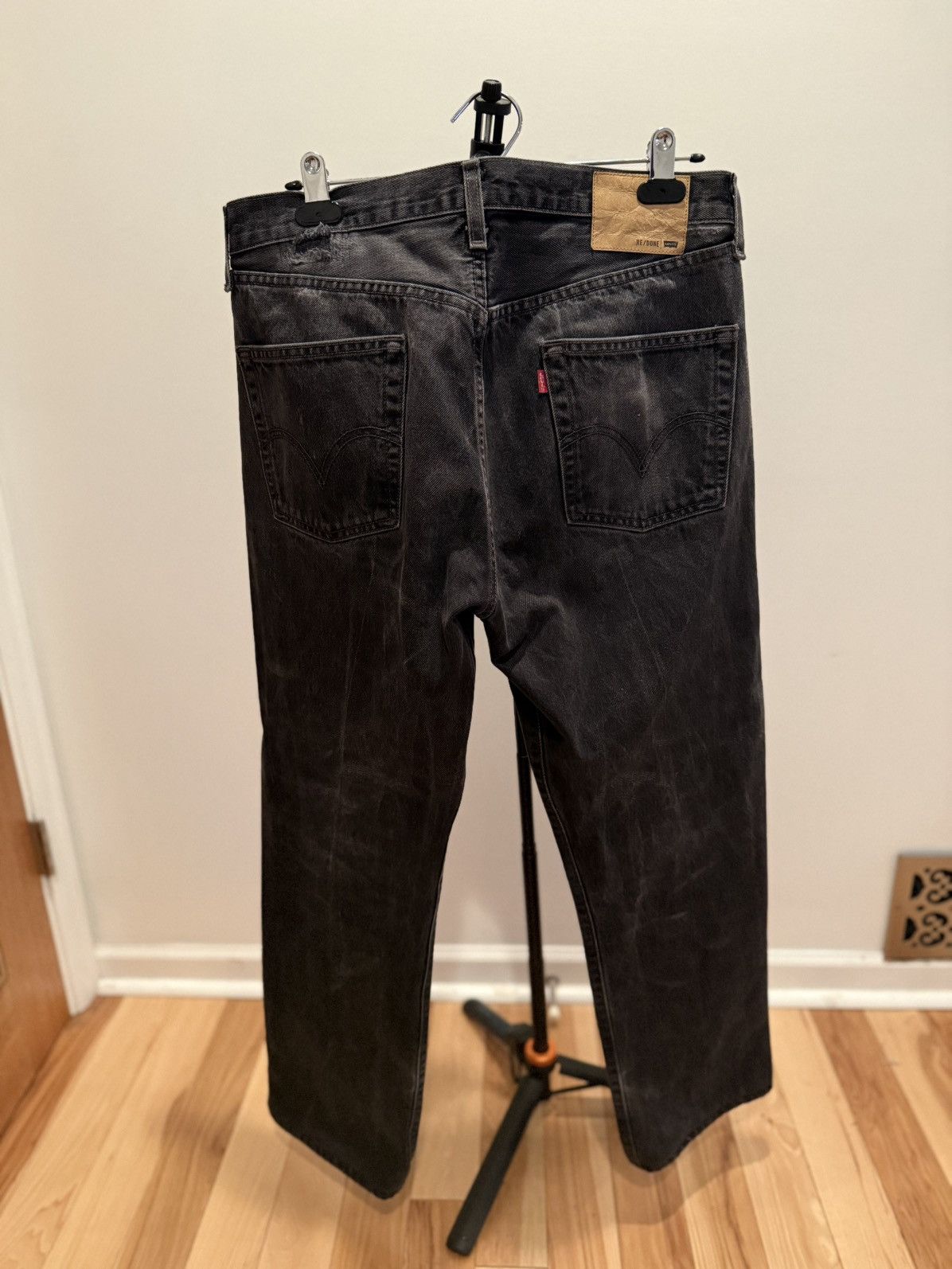 RE/DONE RE/DONE BLACK FADED DENIM SASHIKO 501 - VINTAGE BLACK Size US 32 / EU 48 - 4 Thumbnail
