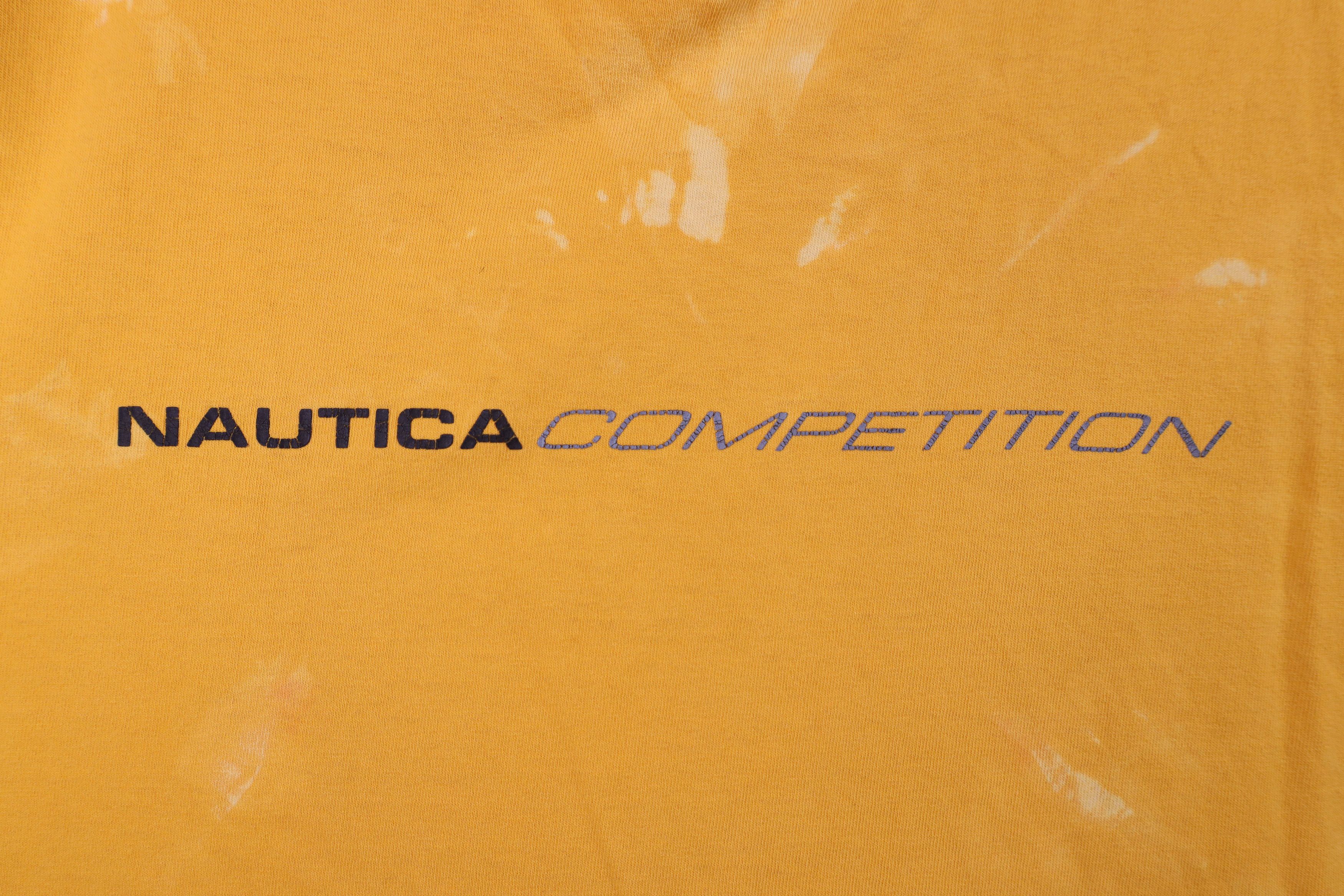 Nautica × Vintage Vintage 90s Nautica Competition Acid Wash T-Shirt Yellow USA Size US L / EU 52-54 / 3 - 4 Thumbnail