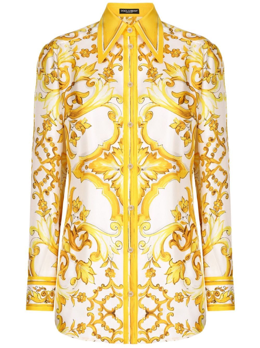 Dolce & Gabbana MAIOLICA PRINT SILK SHIRT Size S / US 4 / IT 40 - 1 Thumbnail