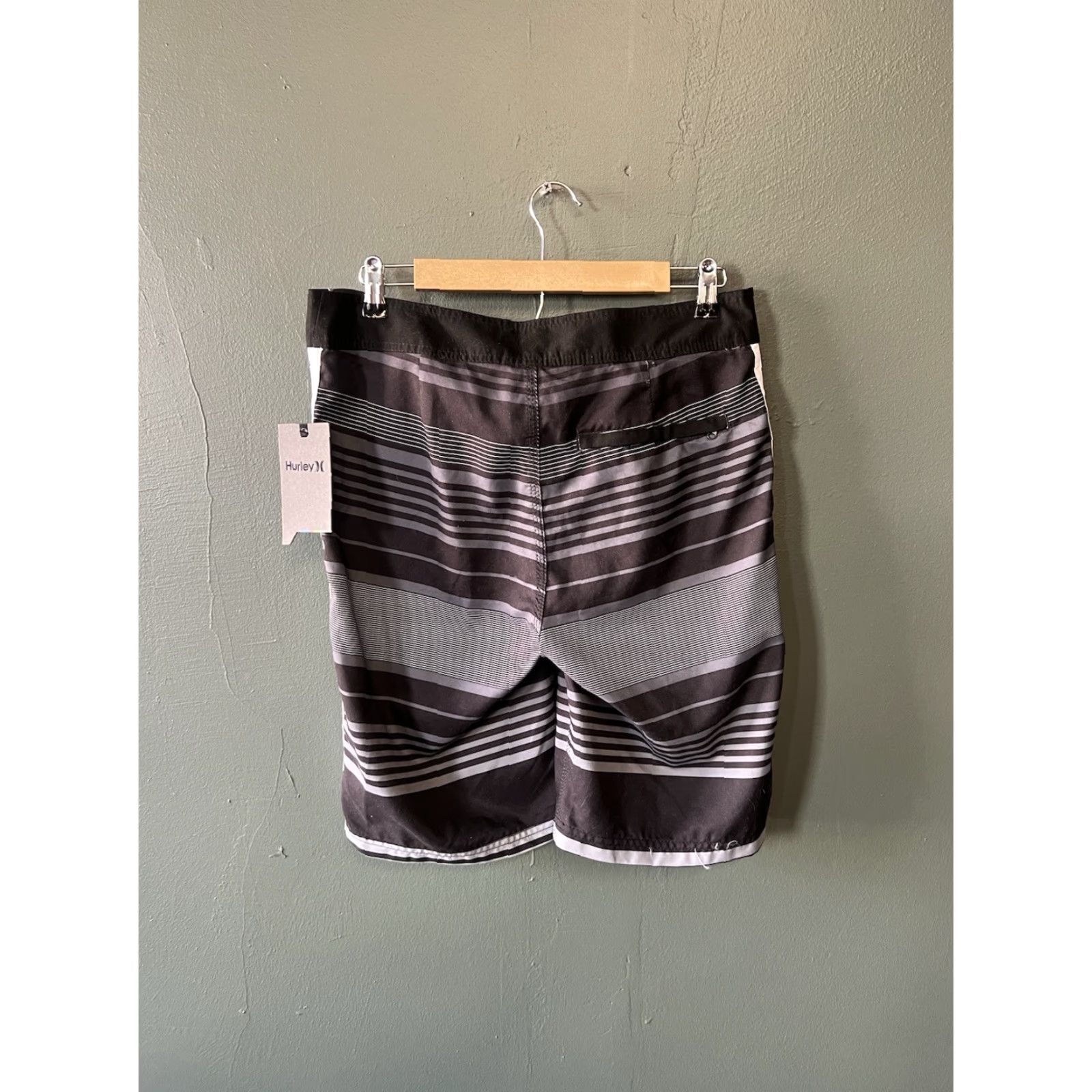 Hurley Hurley Mens Board Shorts Swim Bottom Striped Black Size 29 NWT Size US 29 - 2 Thumbnail
