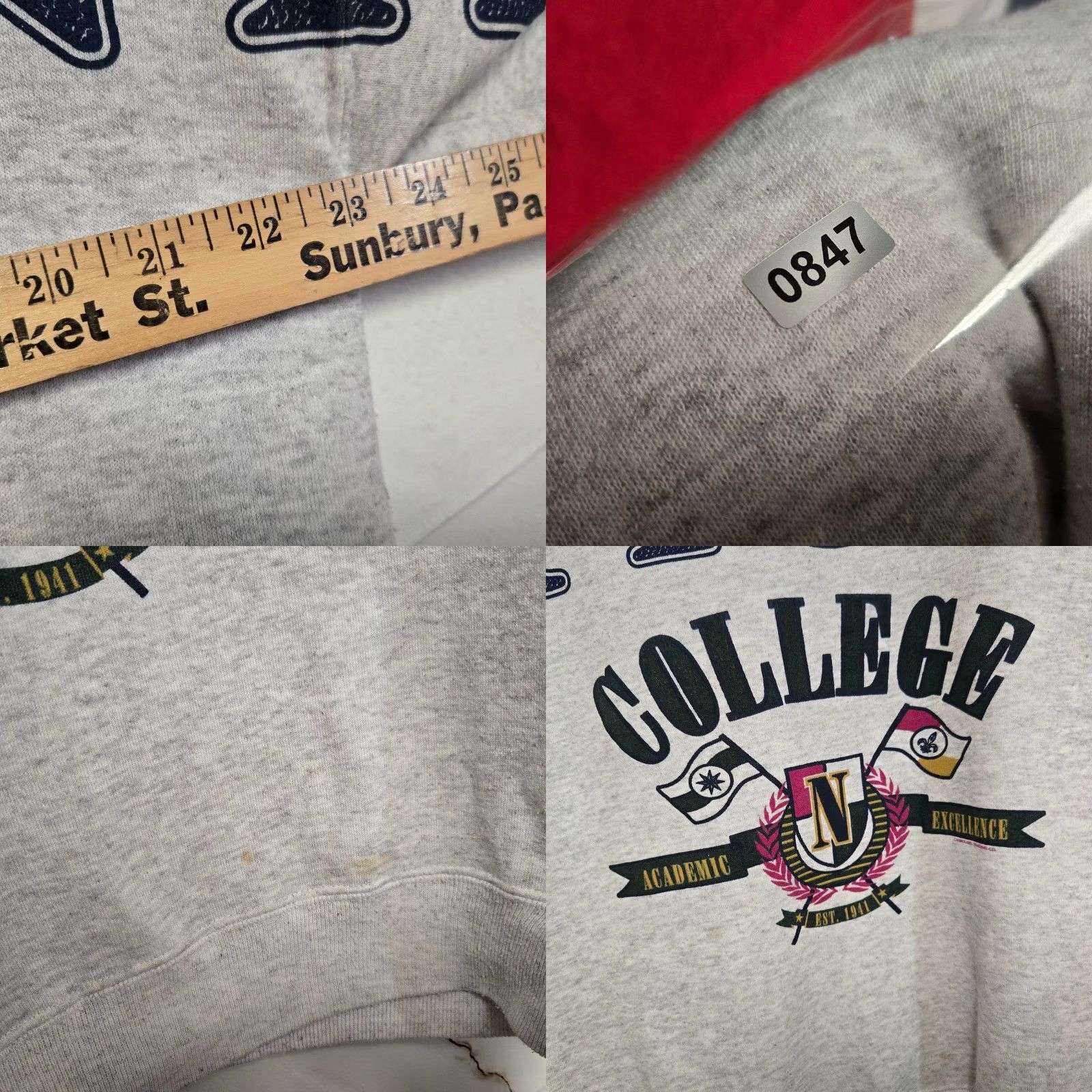 Lee VINTAGE National College Spellout Sweatshirt Men XL Gray Lee Sport RARE Shirt Mens XL Gray sweatshirt Size US XL / EU 56 / 4 - 8 Thumbnail