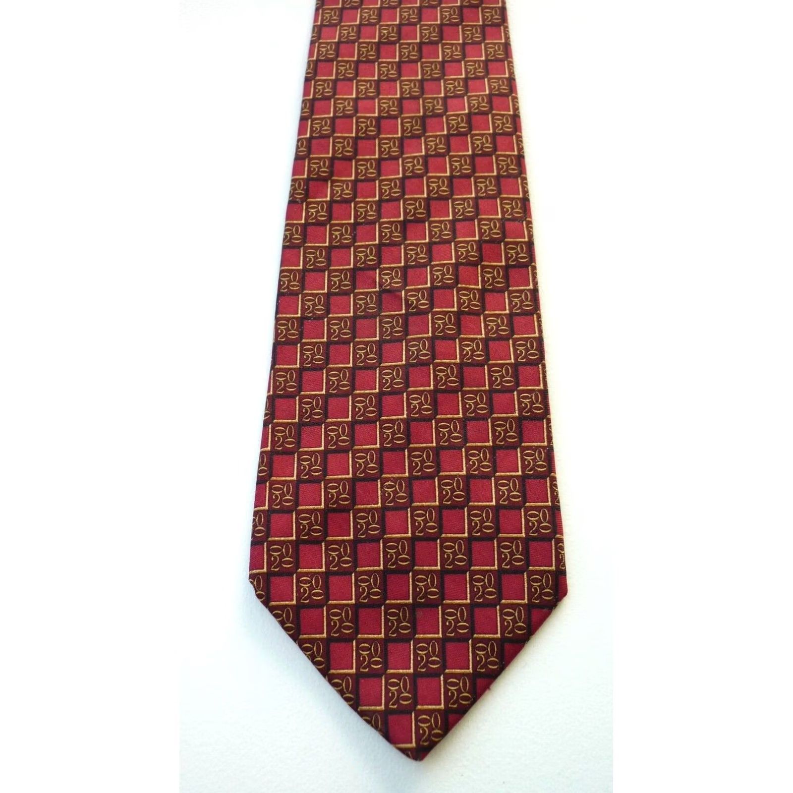 Brooks Brothers Brooks Brothers Makers Men's Silk Tie Handmade in USA Geometric Red 57"-60" Classic Length 3.75" Width Mens Silk Tie Size ONE SIZE - 3 Thumbnail