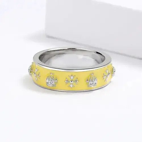 Japanese Brand Creative Handmade Yellow Enamel Heart Ring Size ONE SIZE - 5 Thumbnail