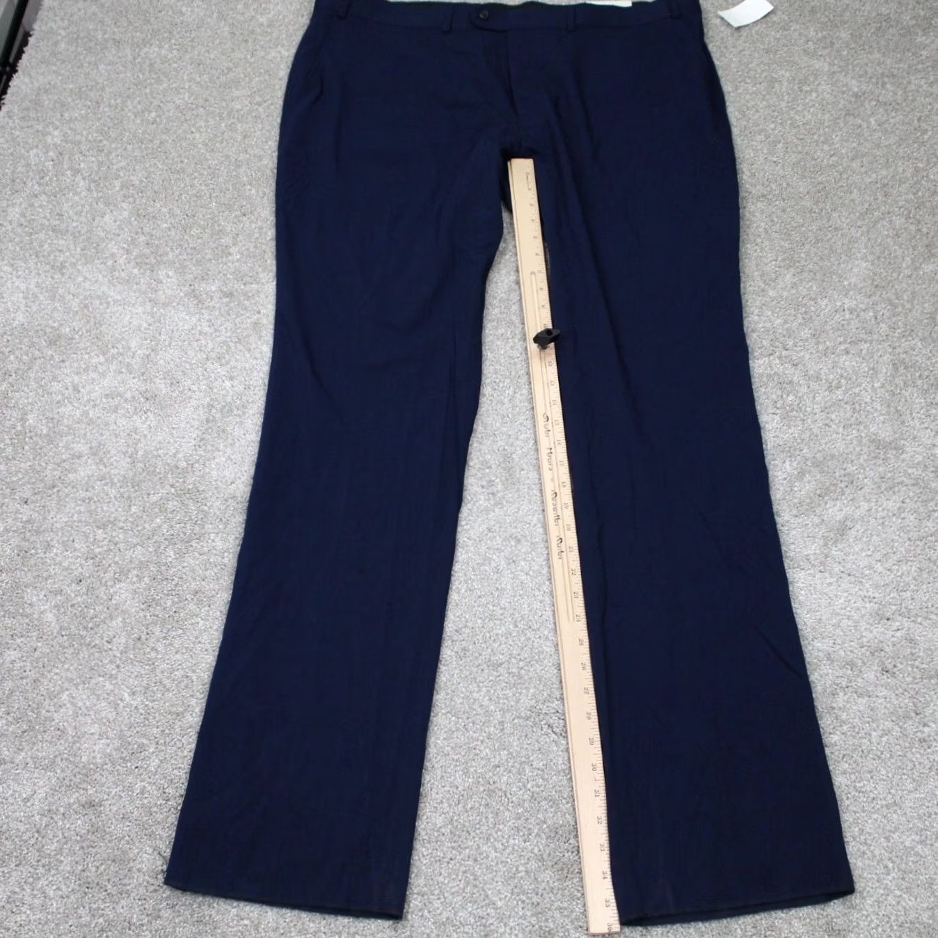 Perry Ellis Perry Ellis Pants Dress Pants NWT Mens 43 Navy Solid Twill Flat Front Polyester Regular Straight 36in Inseam Slacks Size US 43 - 3 Thumbnail