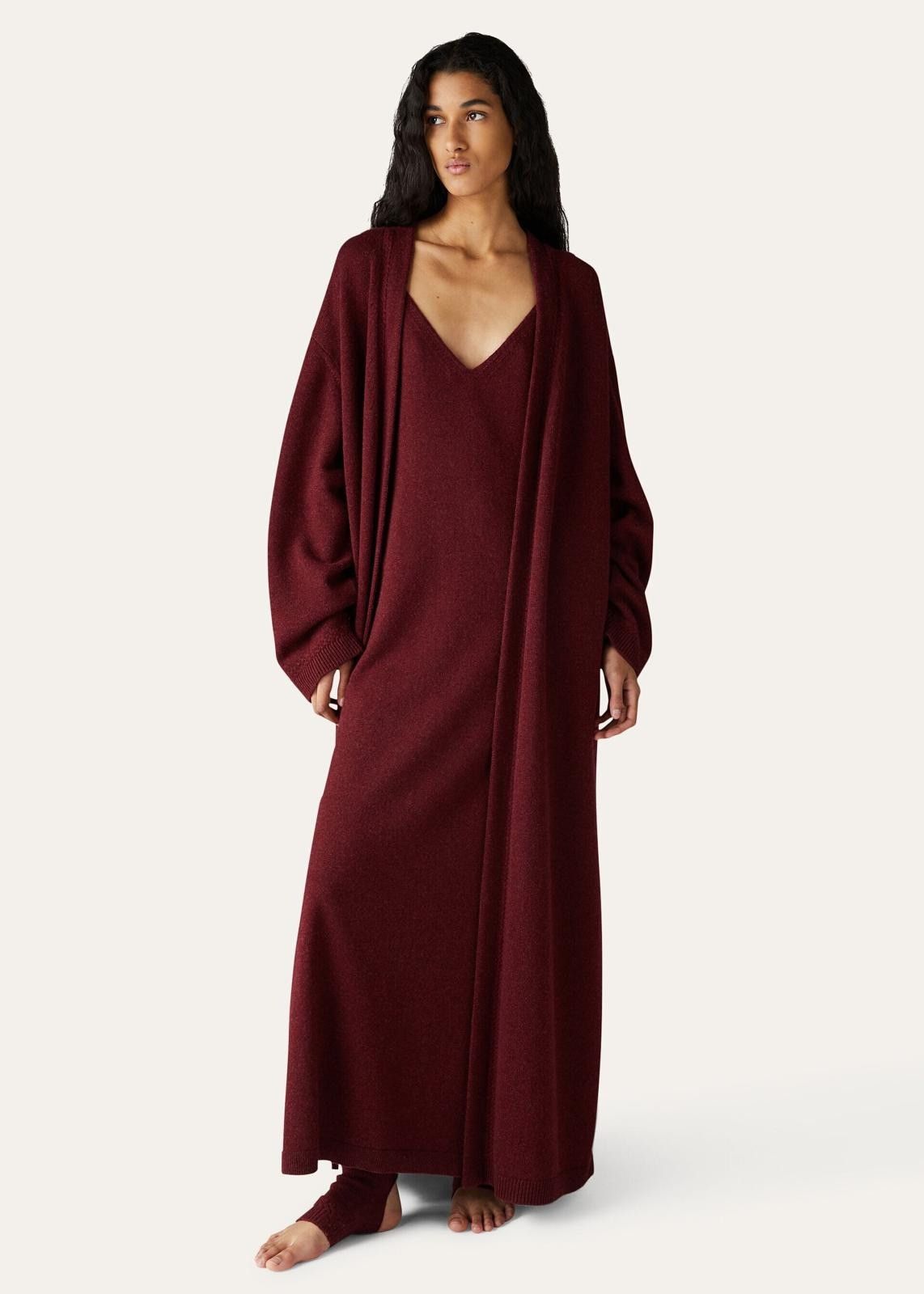 Loro Piana o1srvl11e1024 Cocooning Baby Cashmere Maxi Dress in Burgundy Size M / US 6-8 / IT 42-44 - 4 Thumbnail