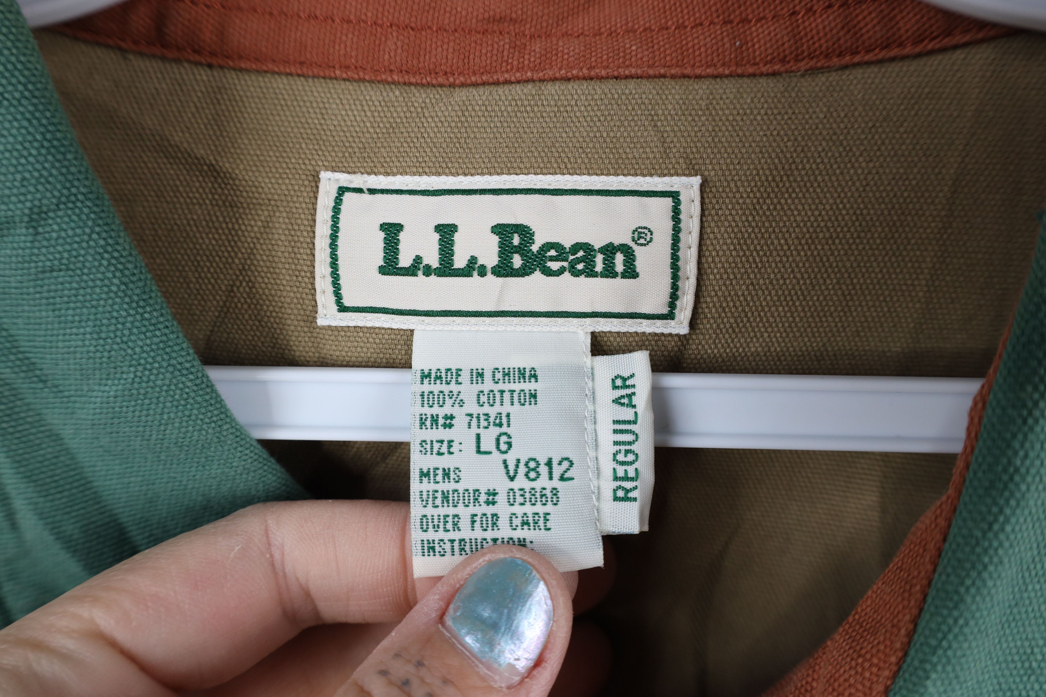 L.L. Bean × Vintage Vintage 90s LL Bean Block Collared Button Down Polo Shirt Size US L / EU 52-54 / 3 - 4 Thumbnail