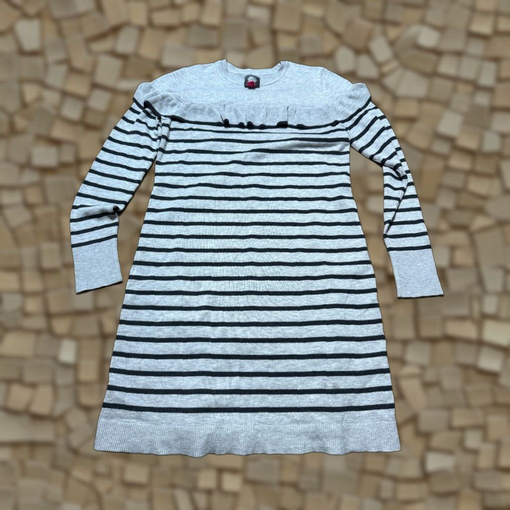 Vince Camuto Vince Camuto Dress Womens Medium Gray Black Striped Sweater  Dress Knit Knee Length Long Sleeve Pullover Casual Classic - Womens |  Grailed