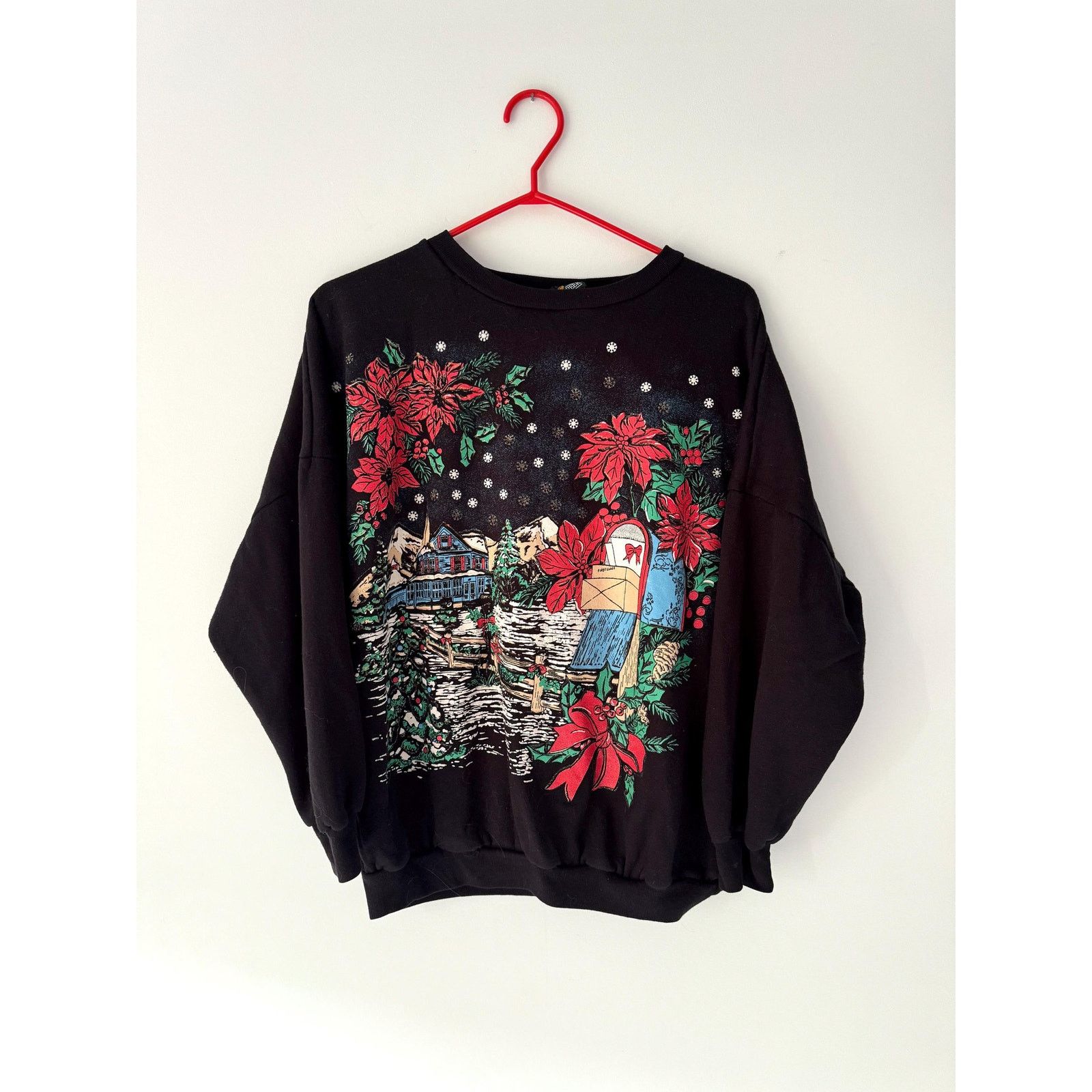Cabin Creek 90s vintage black festive holiday scene pullover sweatshirt Size S / US 4 / IT 40 - 8 Thumbnail