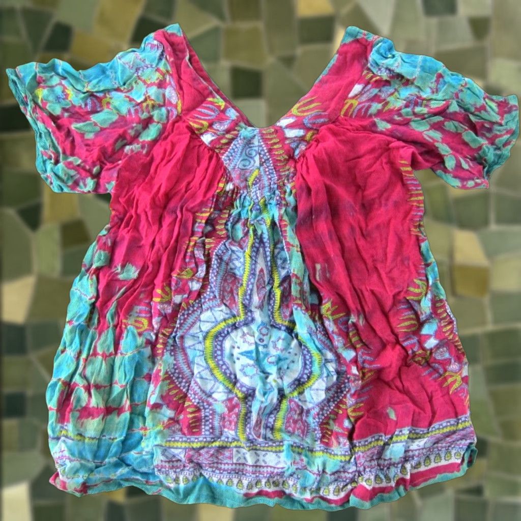 Vintage Vtg Greater Good Blouse Shirt S/M Pink Tie Dye Short Sleeve V-Neck Size S / US 4 / IT 40 - 1 Thumbnail