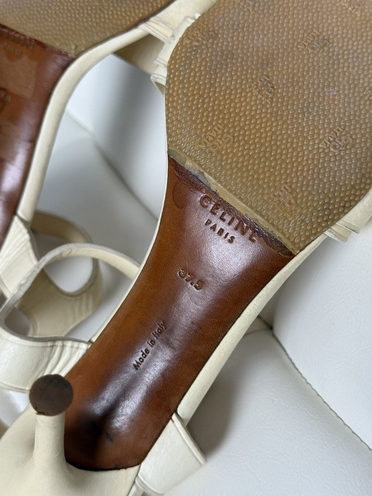 Celine Celine Leather Chain Sandals Stiletto Heels Ankle Strap Size US 7.5 / IT 37.5 - 24 Thumbnail