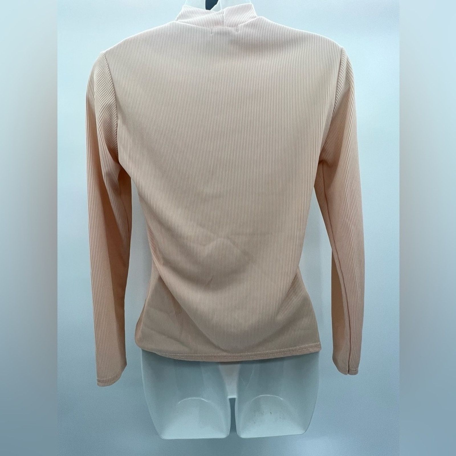 Boohoo Boohoo Pink High Neck Short Sleeve Ribbed Top Sz10 Size L / US 10 / IT 46 - 6 Thumbnail
