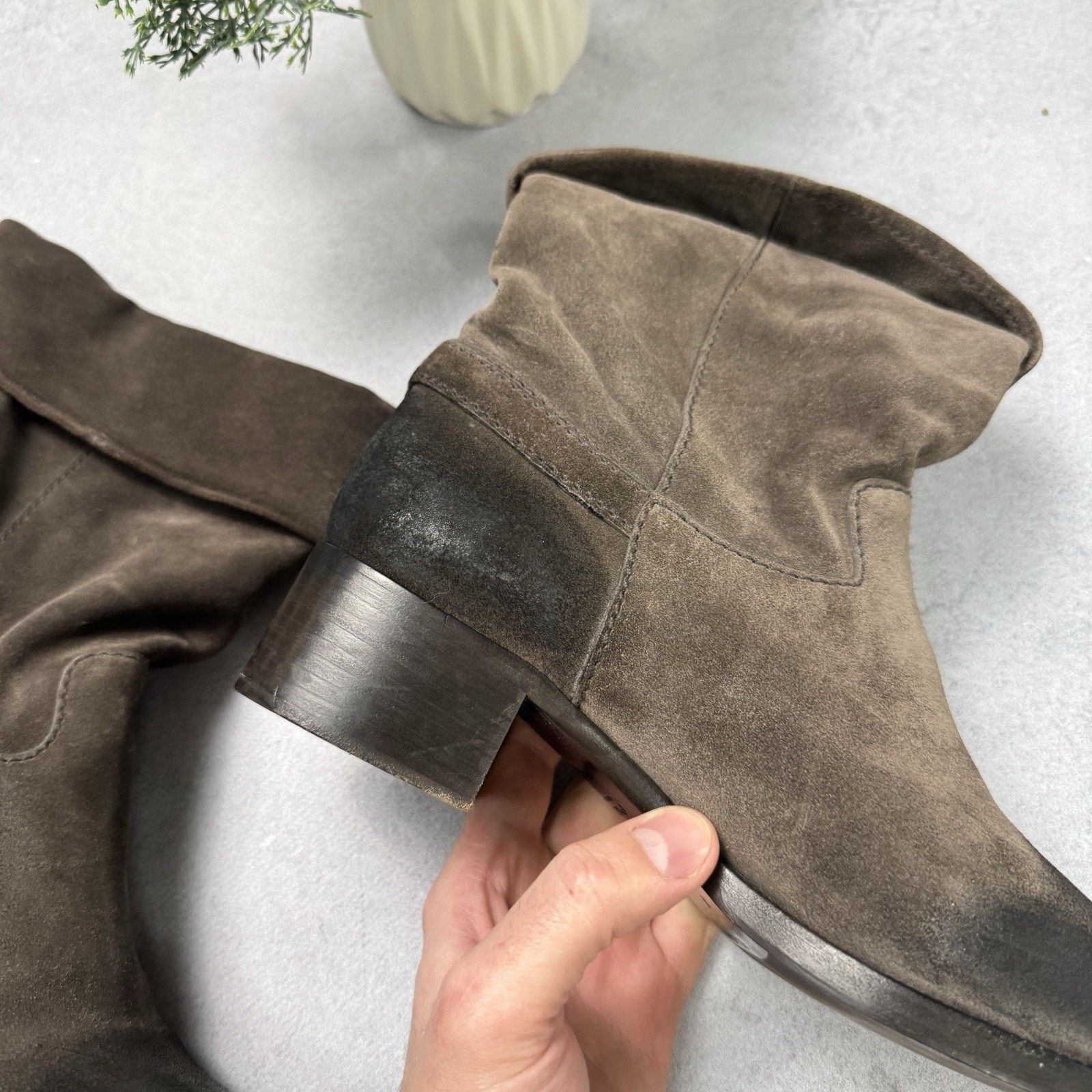 Prada Prada Women Suede High Boot Size EU 40 Us 10 Grey Size US 10 / IT 40 - 19 Thumbnail