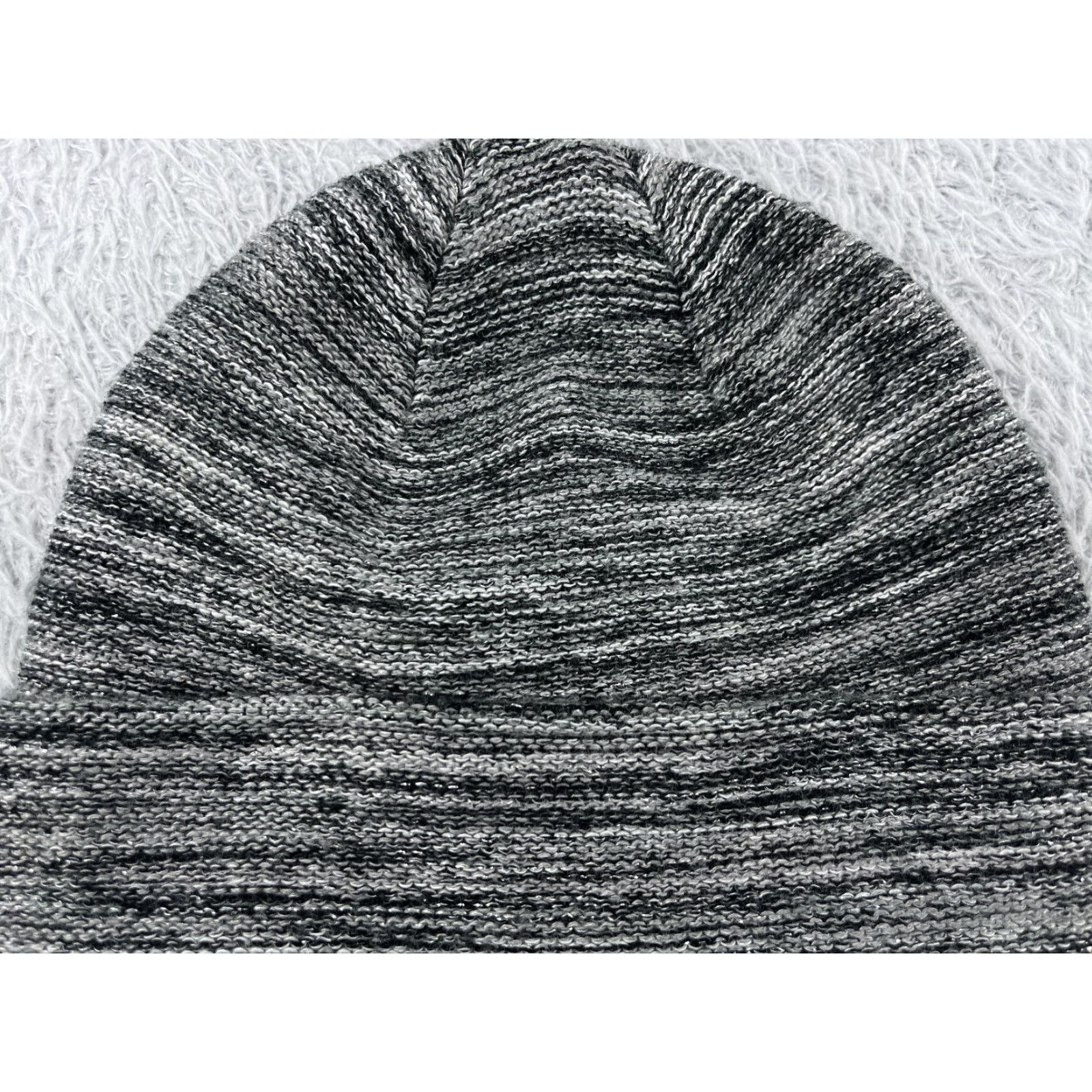 White House Black Market White House Black Market Beanie Womens One Size Gray Stripe Knit Acrylic Size ONE SIZE - 2 Thumbnail