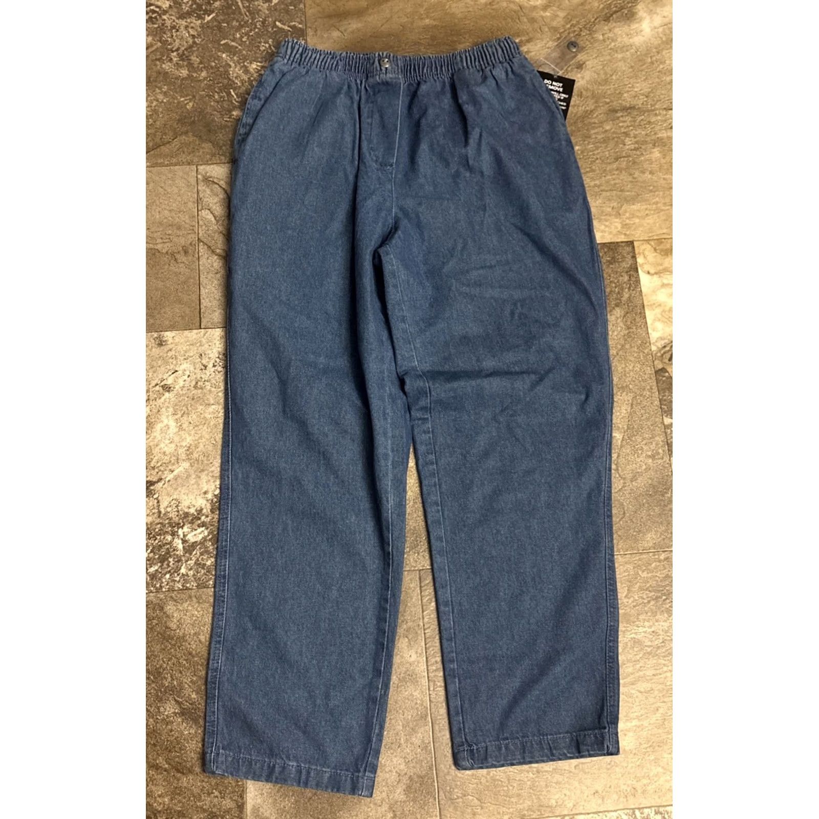 Vintage VINTAGE Woman Within Jeans Womens 16W Blue New Light Wash Denim Elastic waist Pockets Cotton Rise Size 29" - 3 Thumbnail