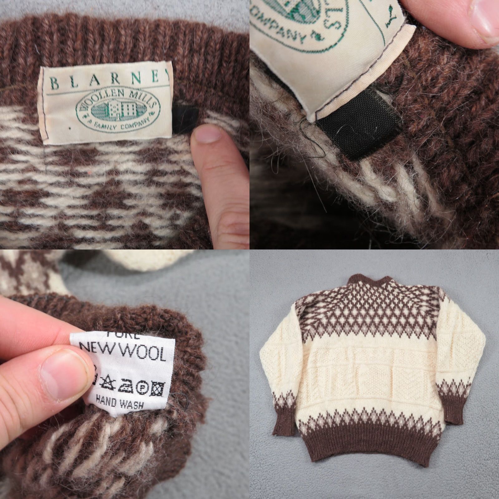 Vintage VINTAGE Blarney Woolen Mills Sweater Mens Large Cream Brown Fishermans Chunky Intarsia Size US L / EU 52-54 / 3 - 8 Thumbnail