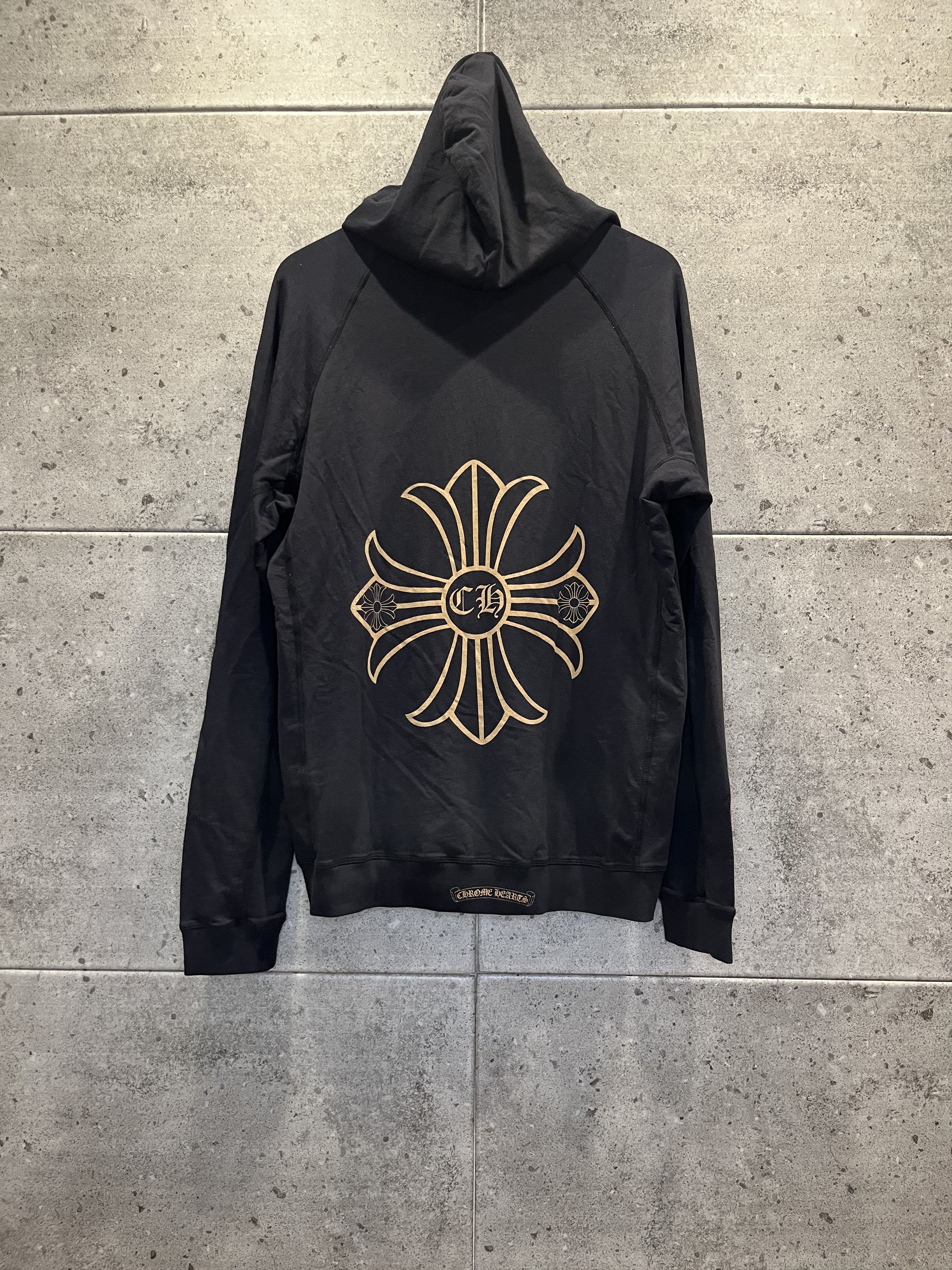 image of Chrome Hearts Vintage Thin Zip Up Horseshoe Hoodie in Black, Men's (Size Large)