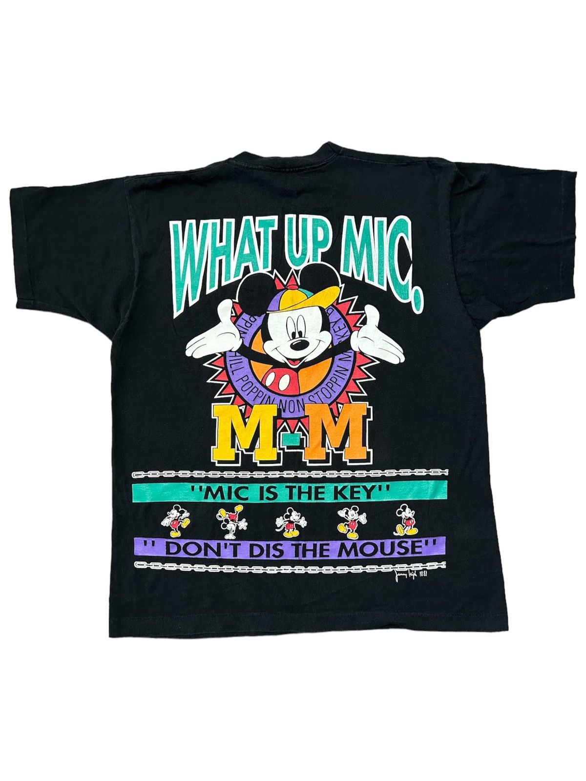 Mickey Mouse × Vintage 1990s Mickey By Jerry Leigh “What Up Mic” T-Shirt Size US L / EU 52-54 / 3 - 2 Thumbnail