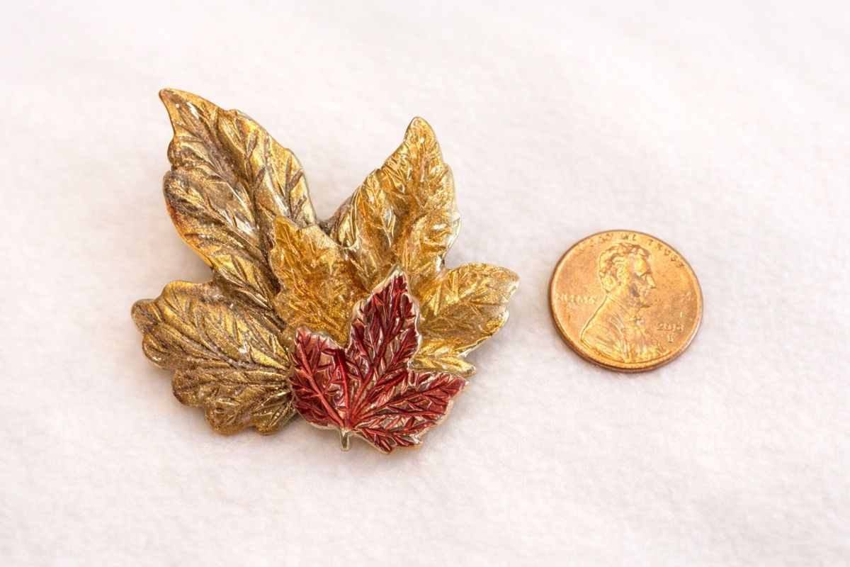 Other Vintage Karu Maple Leaf Brooch Signed KC Autumn Fall Pin Size ONE SIZE - 4 Thumbnail
