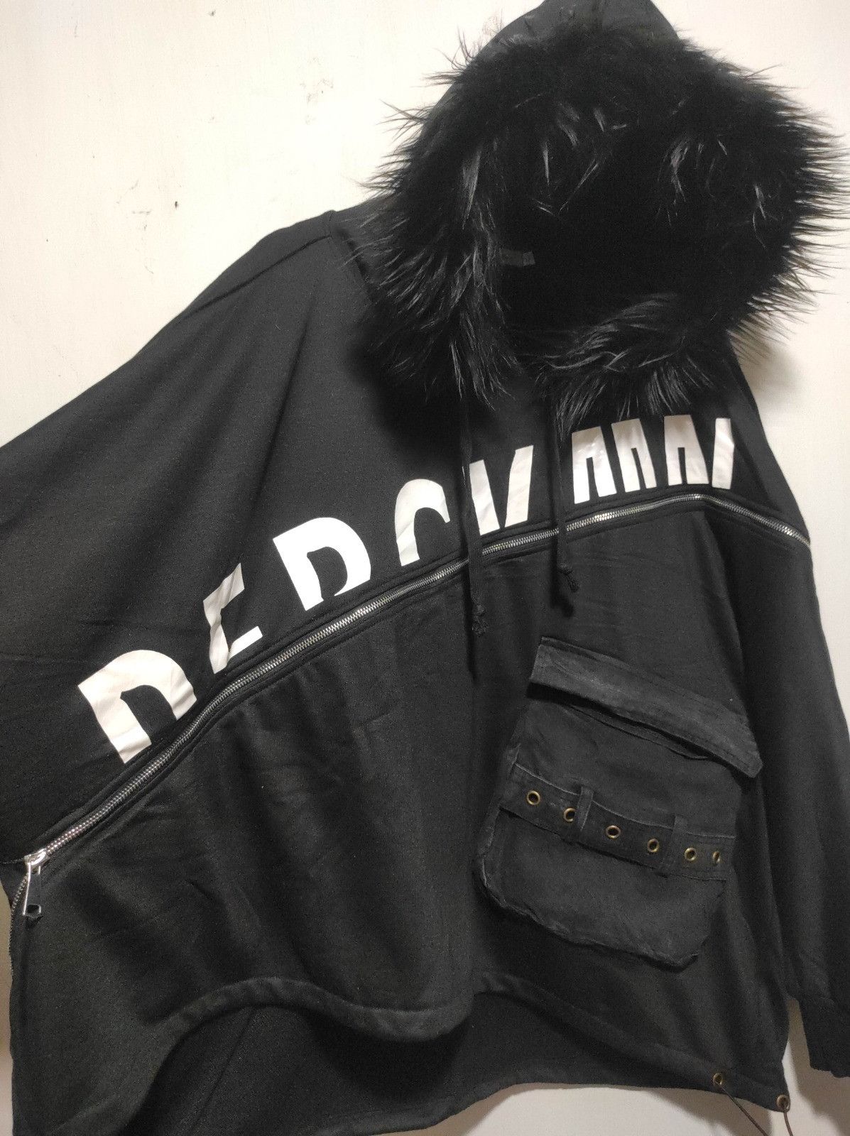 Japanese Brand Yidaepai Oversized Asymmetrical zip fur hoodie LGB style Size US XL / EU 56 / 4 - 7 Thumbnail