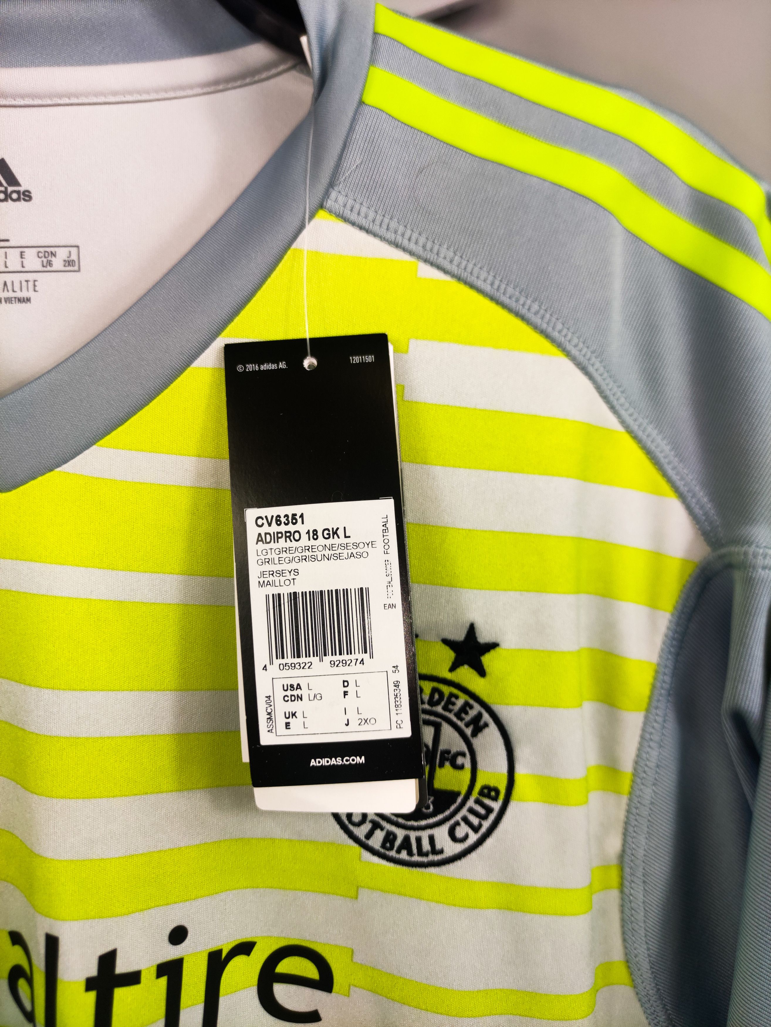Adidas BNWT Aberdeen 2017 2018 Nike Goalkeeper Longsleeve Scotland Size US L / EU 52-54 / 3 - 7 Thumbnail