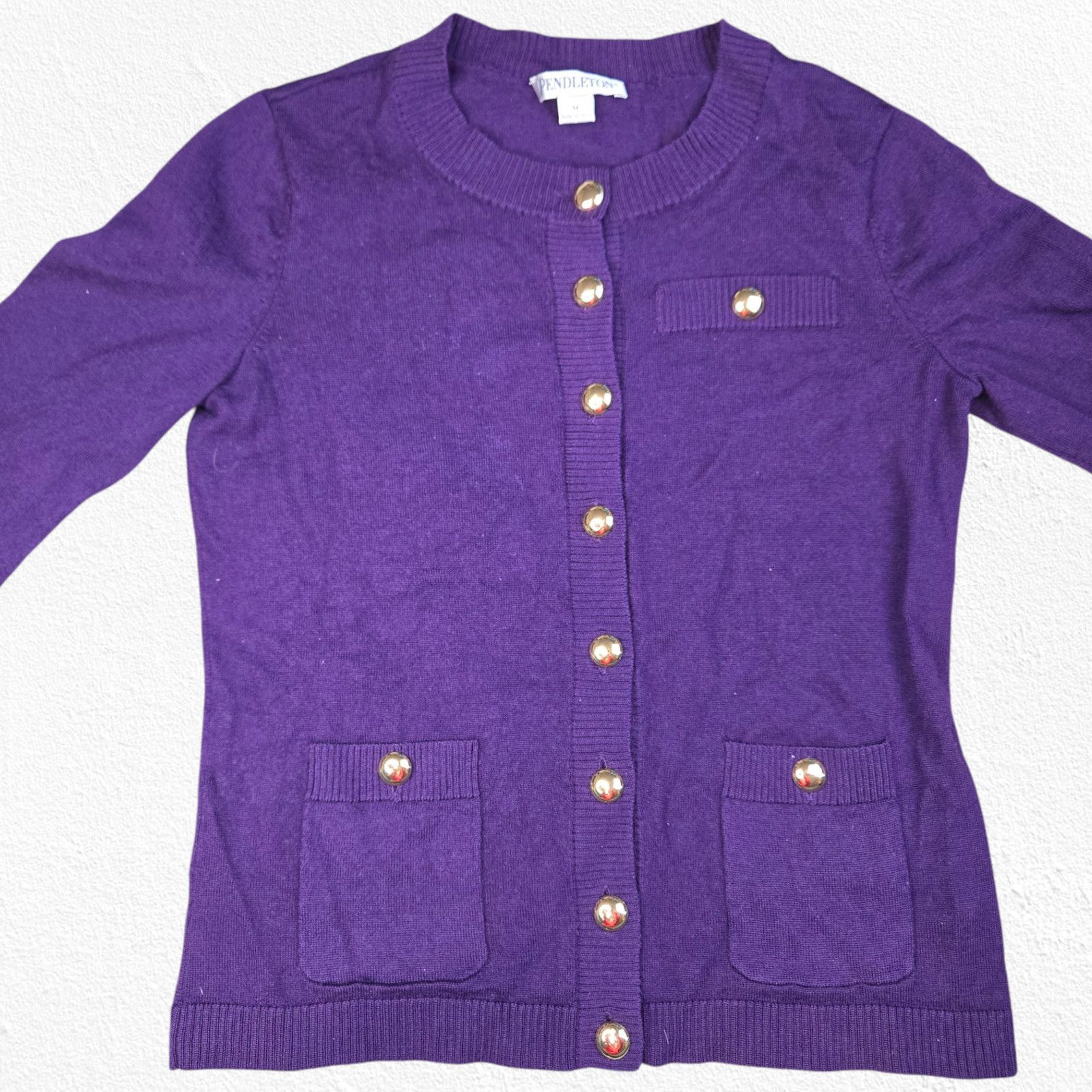 Pendleton Y2K Pendleton Purple Merino Wool Cardigan Size Medium Size M / US 6-8 / IT 42-44 - 7 Thumbnail