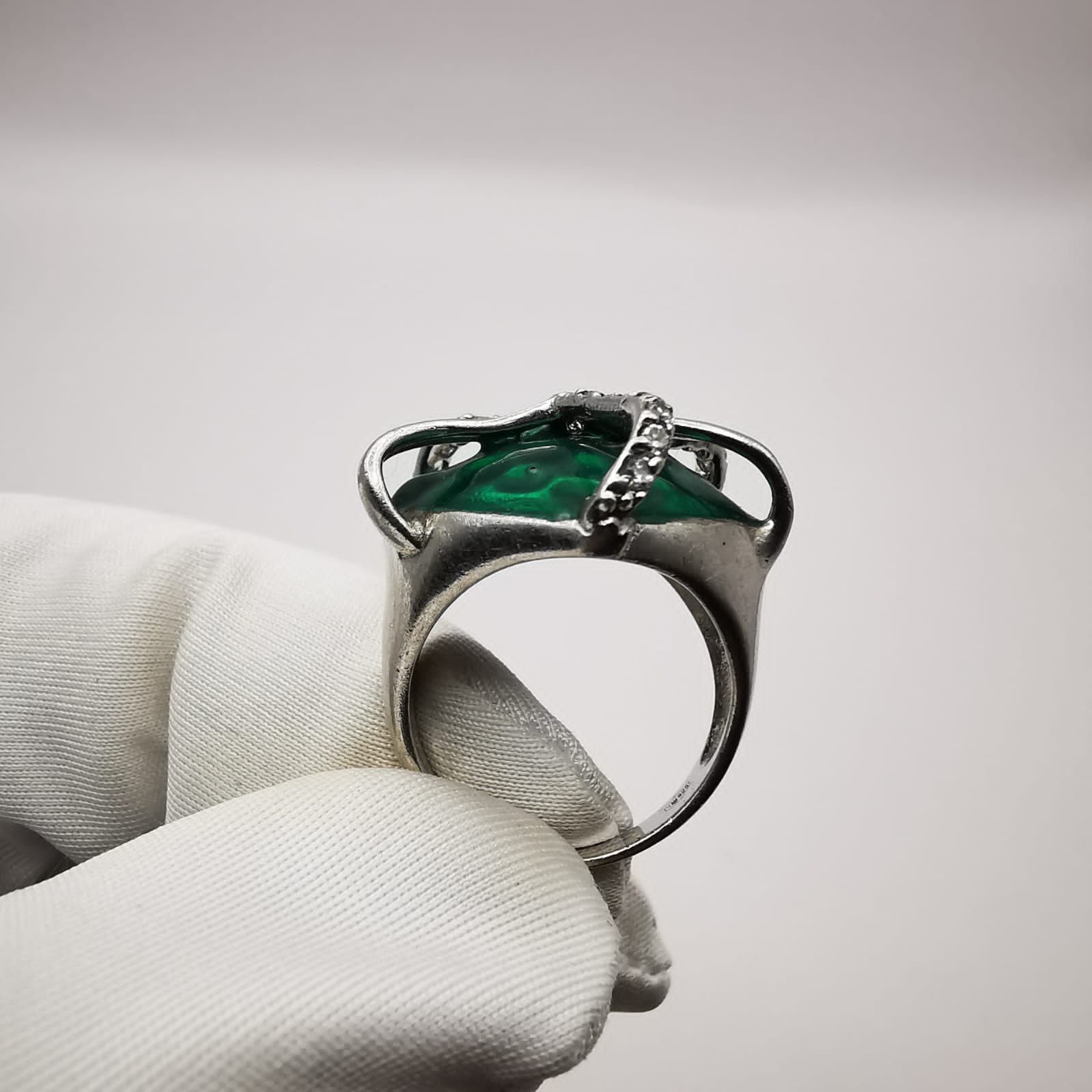 Sterling Silver Vintage 925 Sterling Silver Ring with Cubic Zirconia 8,2 g Size ONE SIZE - 6 Thumbnail