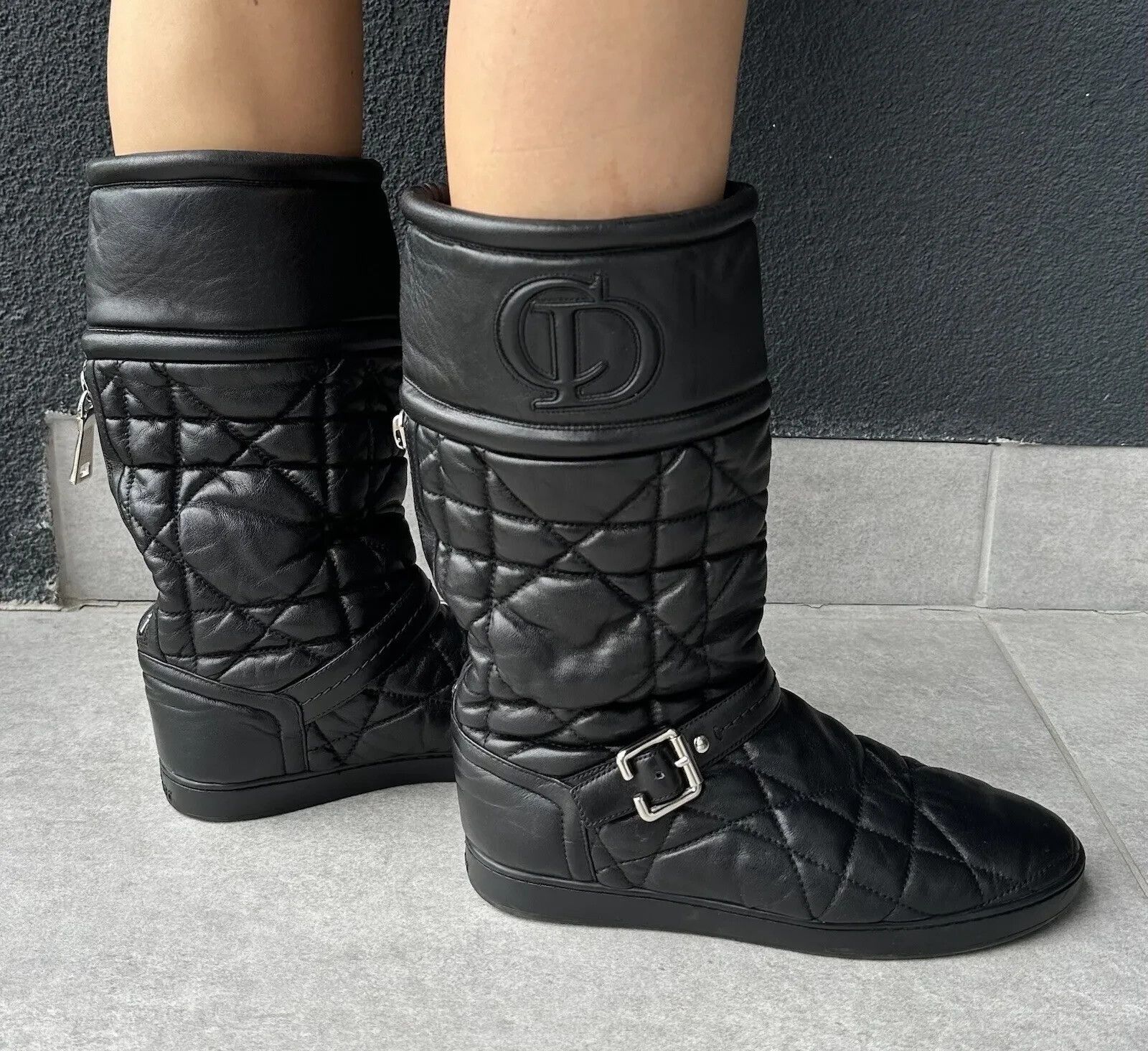Dior CD Christian DIOR vintage women soft leather QUILTED BOOTS Size US 7.5 / IT 37.5 - 4 Thumbnail