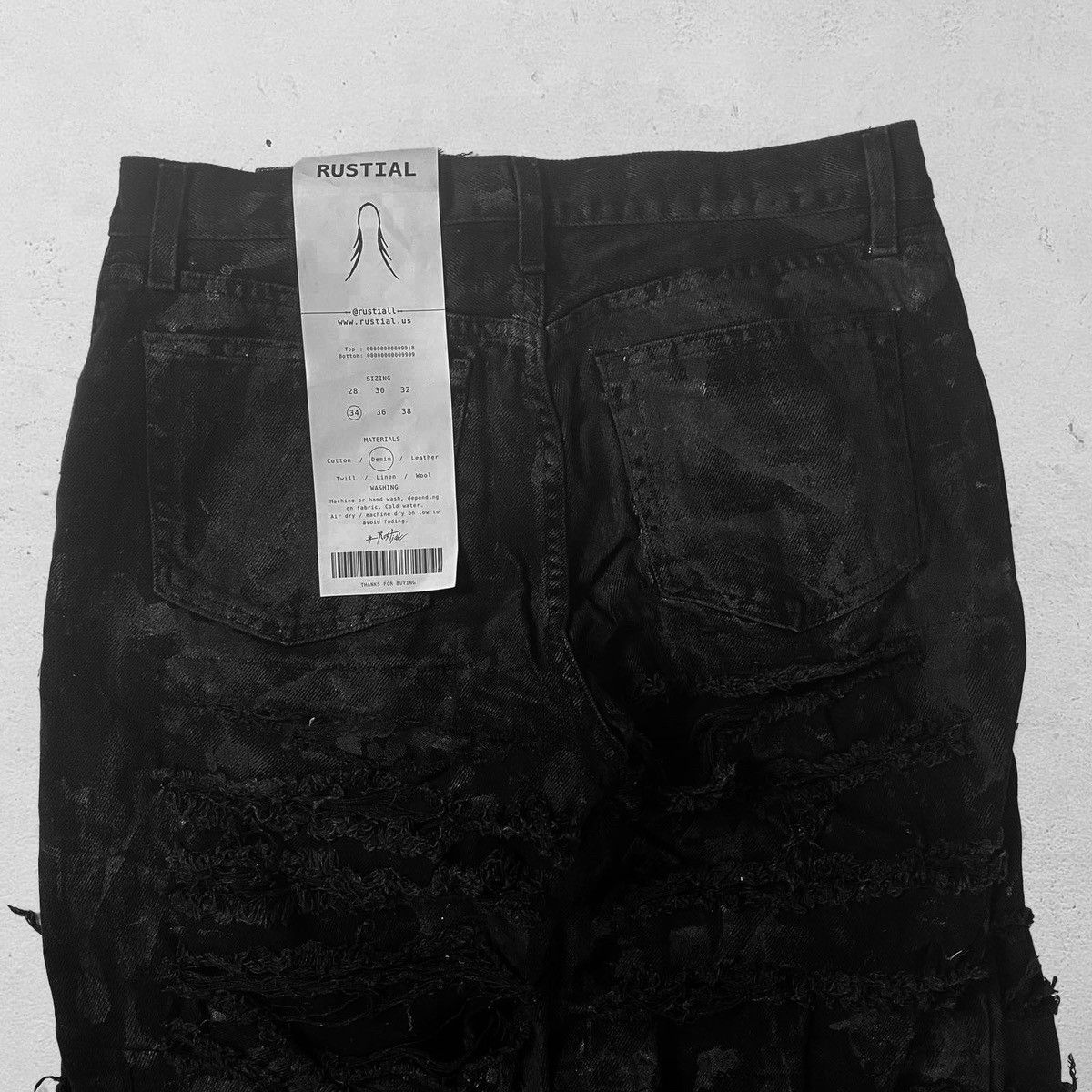 Designer Rustified AW24 Black Paint Distressed Flared Denim Size US 32 / EU 48 - 4 Thumbnail
