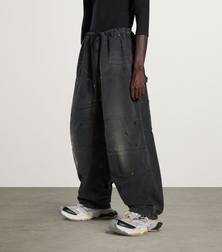 Balenciaga LOOK 55 Double Knee Pants in black cotton canvas Size US 30 / EU 46 - 1 Thumbnail