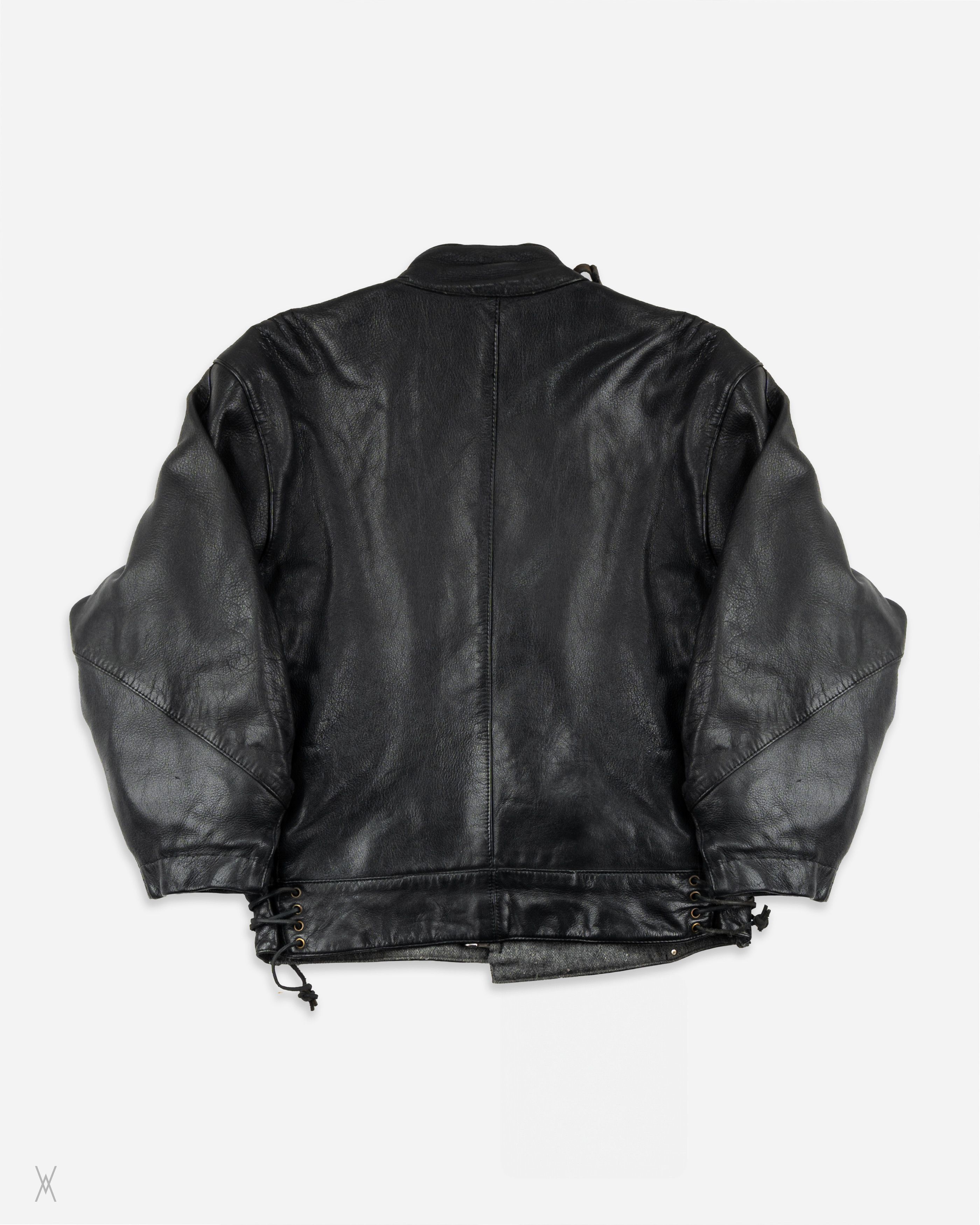 Genuine Leather × Vintage Swedish military motorcycle jacket