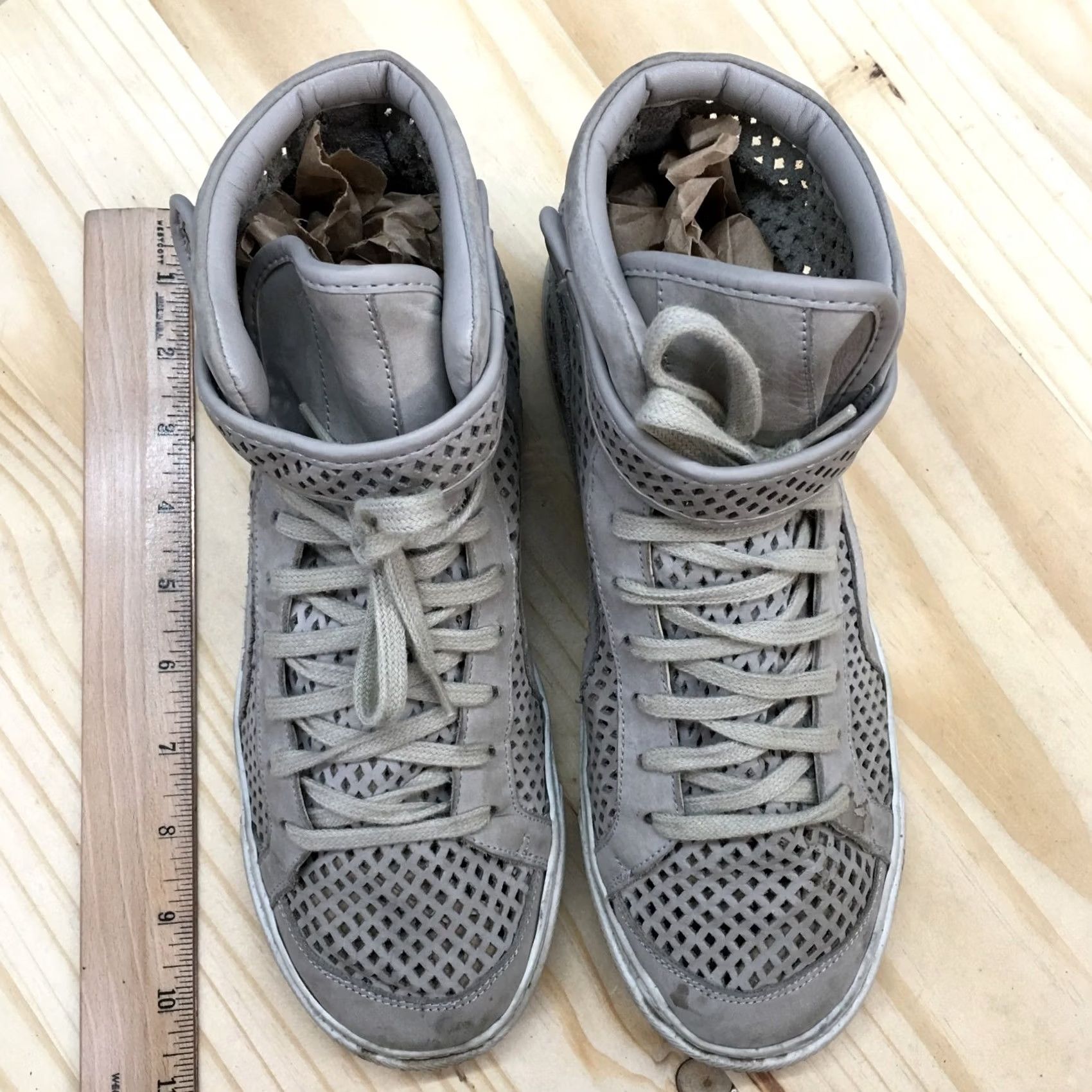 Zara Zara Basic Collection Shoes Womens 39 Hi Top Sneakers Gray Leather Lace Up Size M / US 6-8 / IT 42-44 - 7 Thumbnail