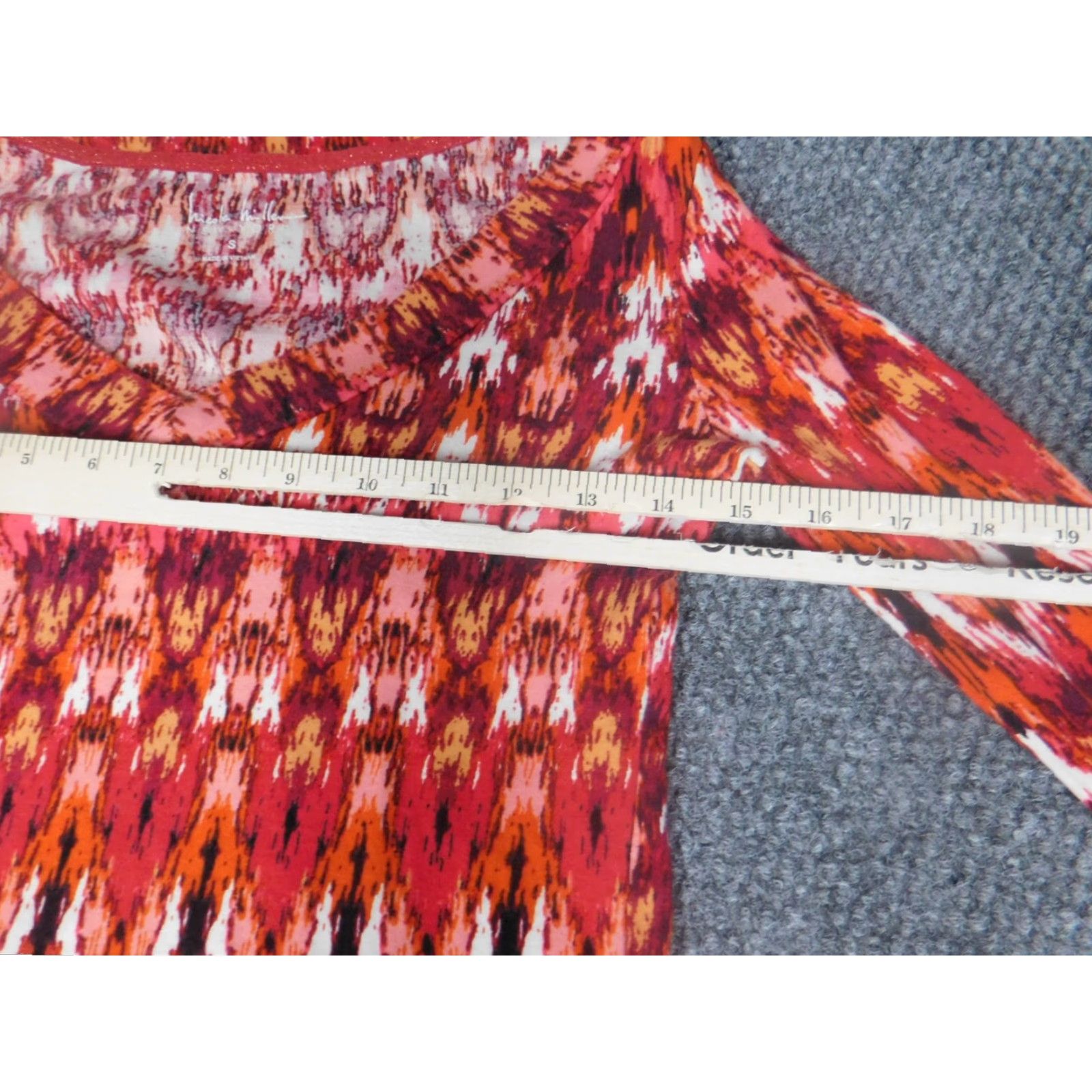 Nicole Miller Nicole Miller Blouse Womens S Red Round Neck Pullover Cotton Denim Long Sleeve Casual Stretch Regular Size S / US 4 / IT 40 - 6 Thumbnail