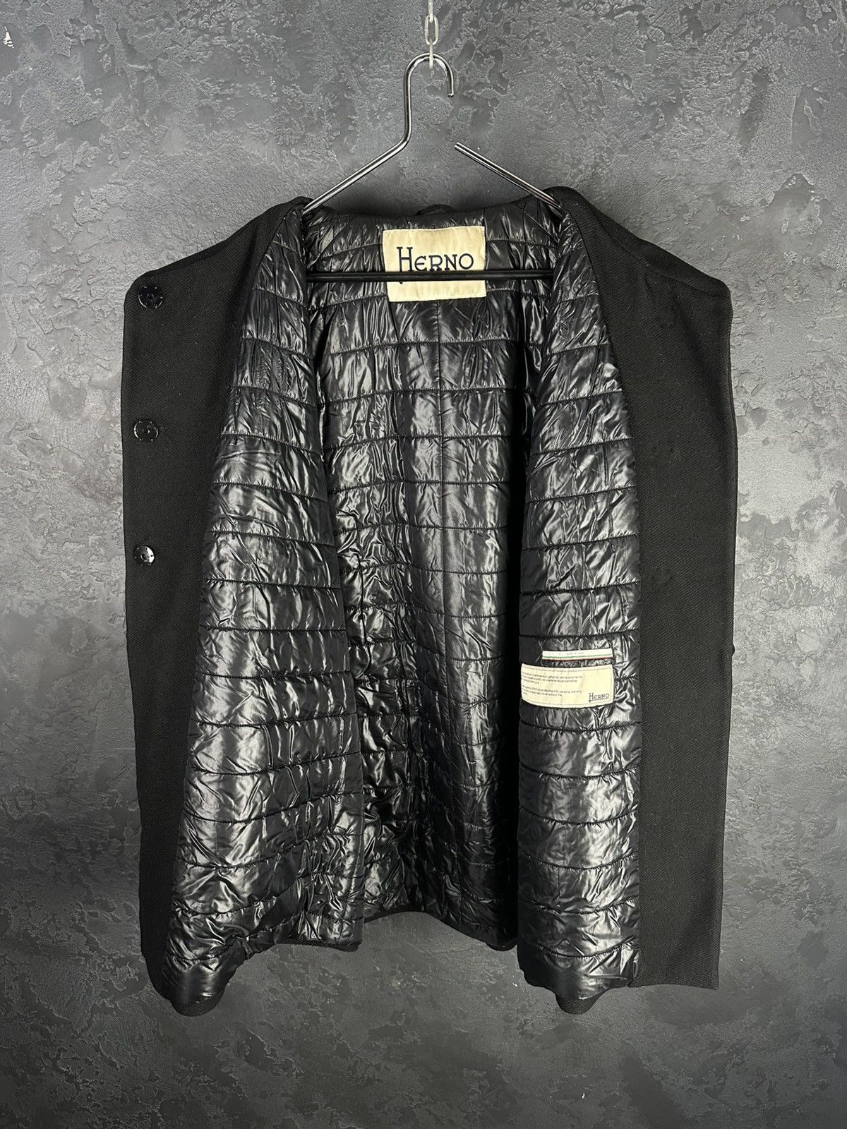 Herno × Vintage HERNO Vintage Women’s Black Short Sleeve Overcoat Designer Size L / US 10 / IT 46 - 10 Thumbnail