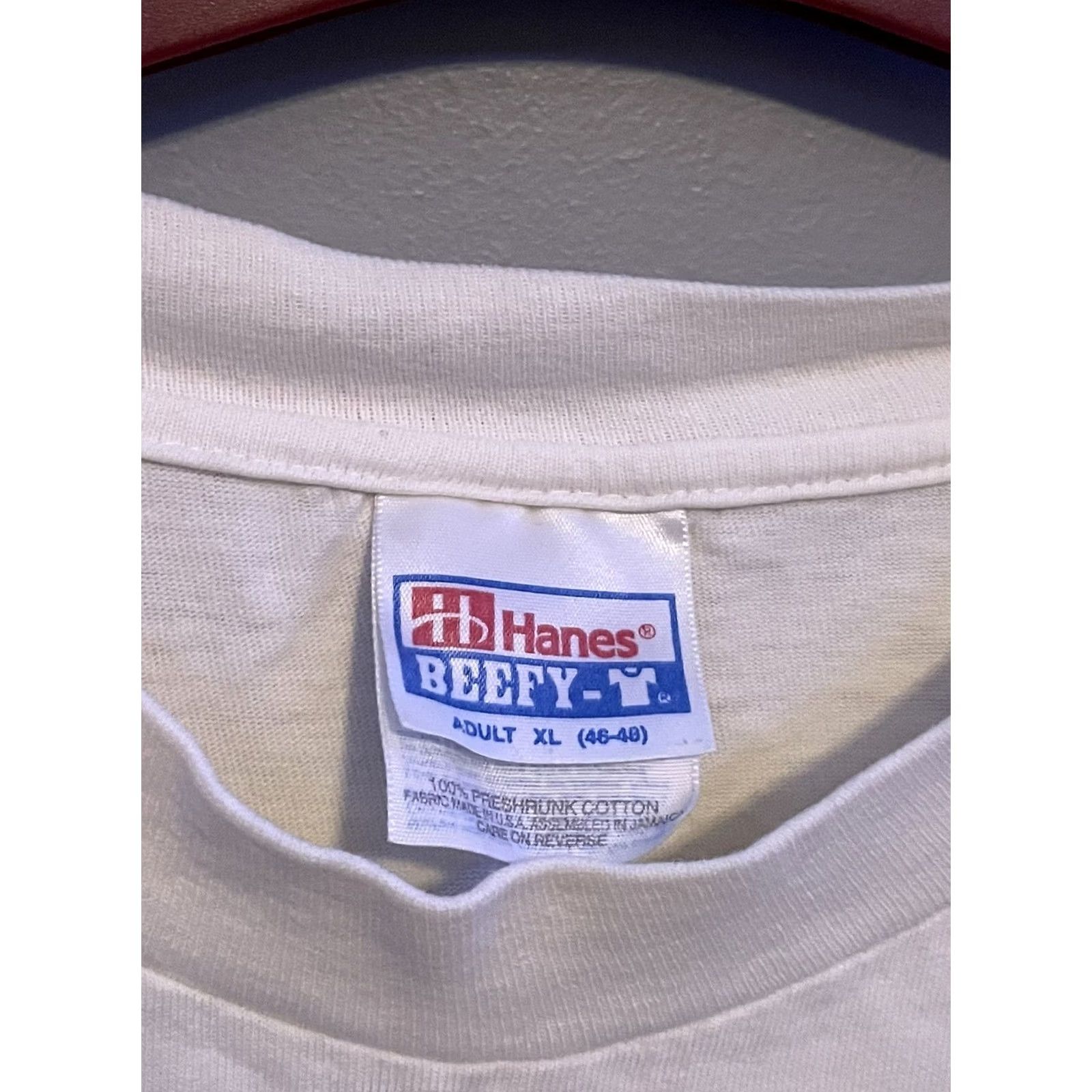 Hanes VINTAGE Hanes Beefy-T T-Shirt Men XL White 1990s Short Sleeve Crew Neck Cotton Hanes Beefy-T Size US XL / EU 56 / 4 - 5 Thumbnail