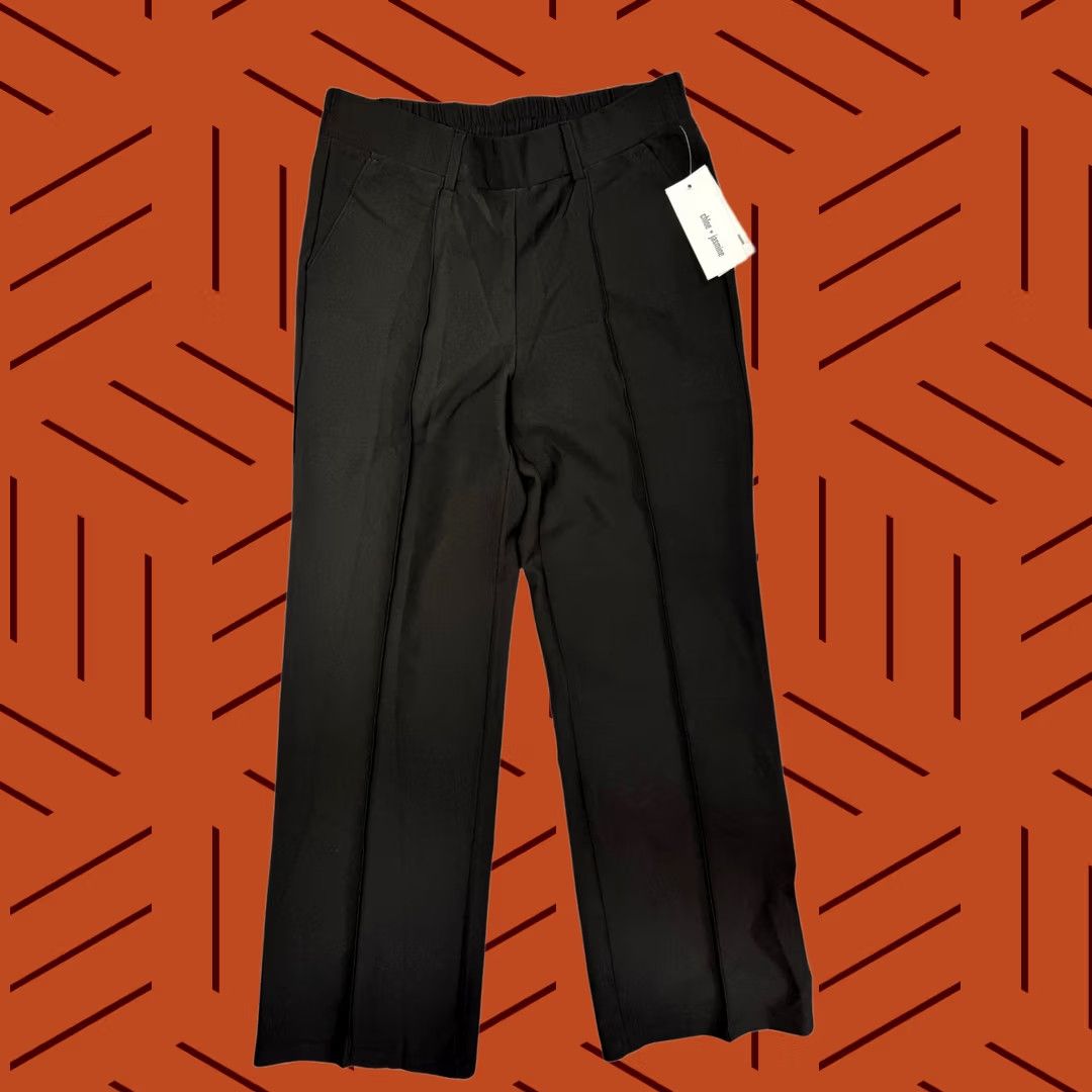 Vintage VINTAGE Chloe + Jasmine Women's Black Pull-On Wide-Leg Pants Size L Elastic Waist New Size 36" / US 14 / IT 50 - 1 Thumbnail