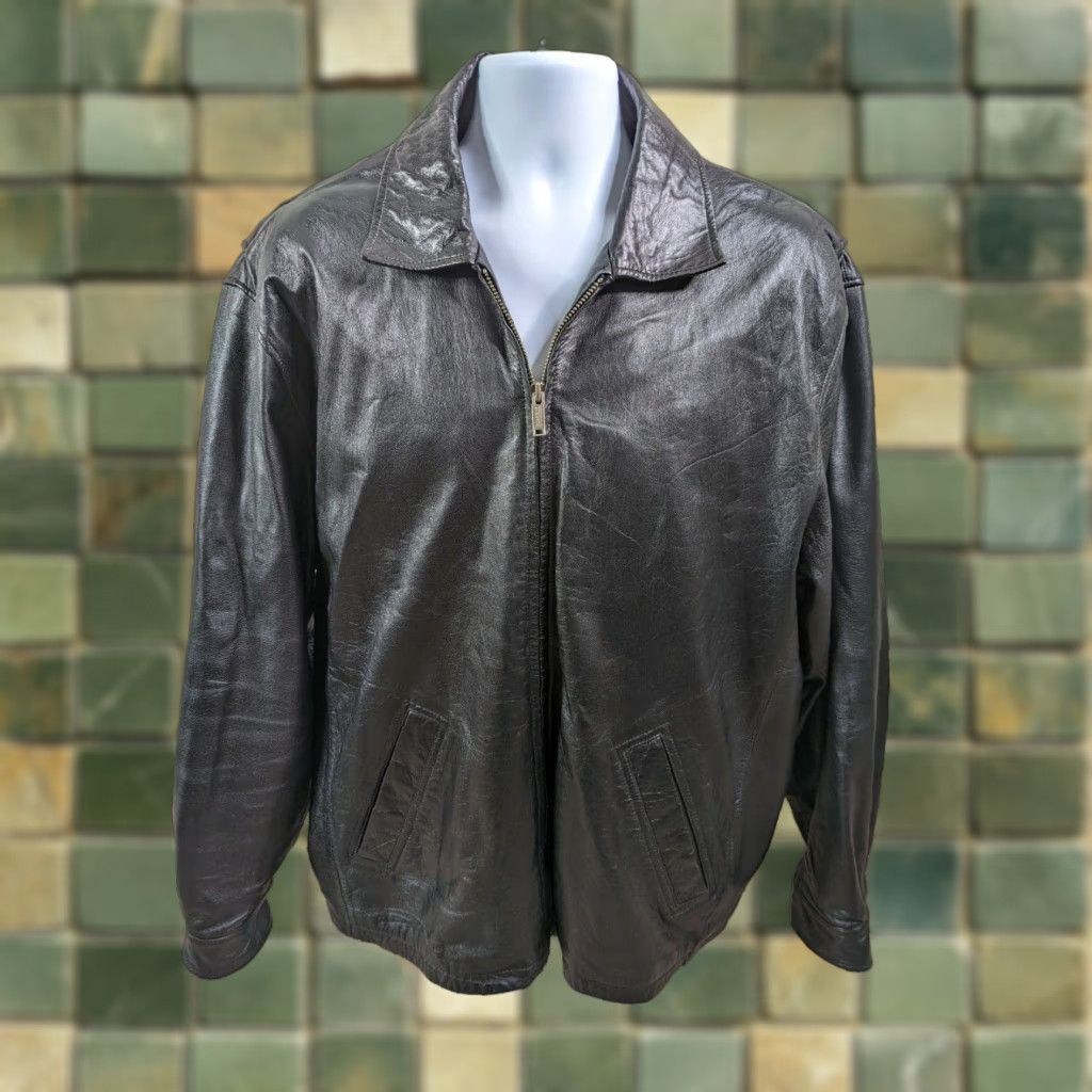 Vintage VINTAGE Wilsons Leather Jacket Men XL Black Full Zip Bomber Coat Car Size US XL / EU 56 / 4 - 1 Thumbnail