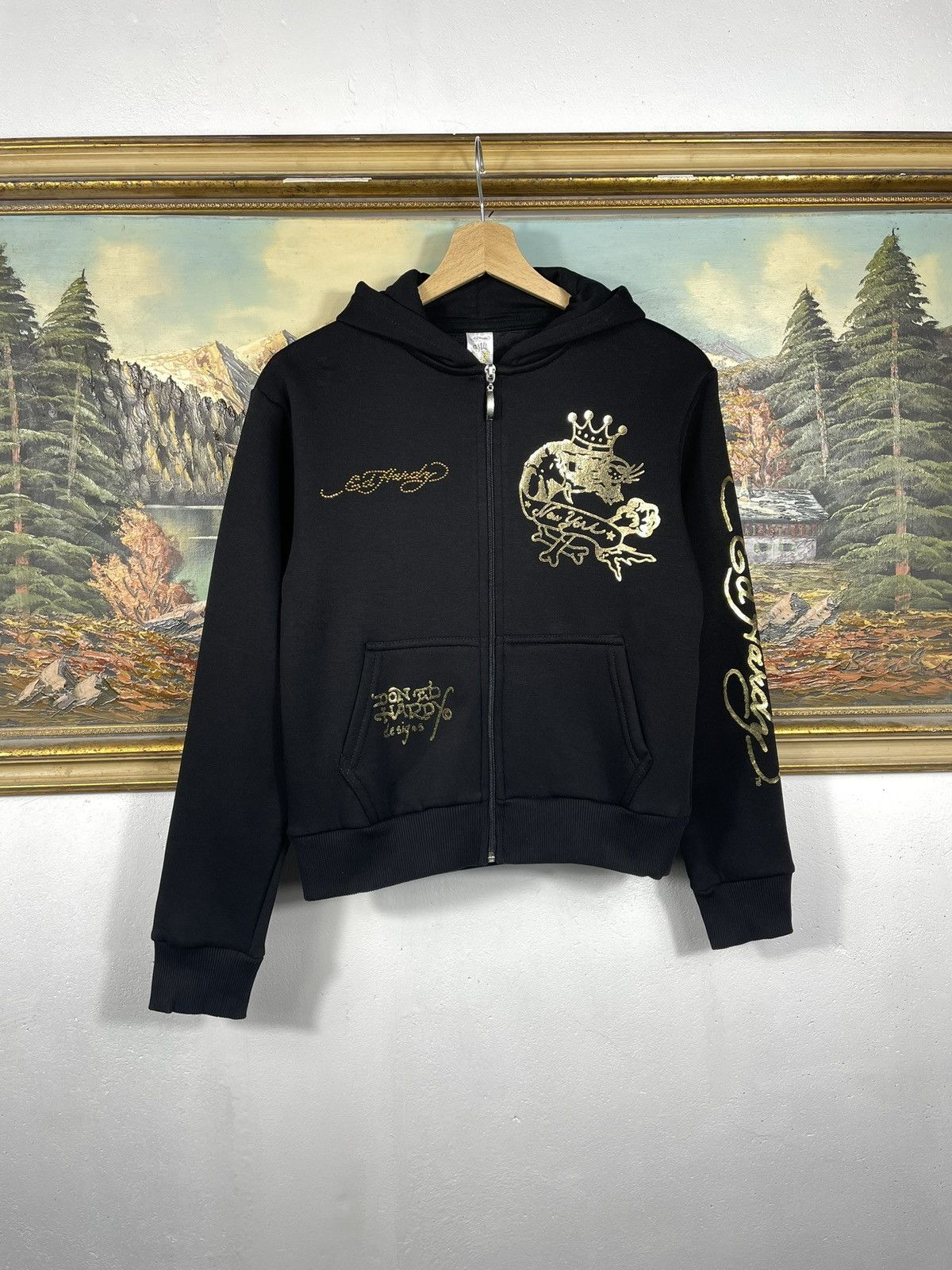 Christian Audigier × Ed Hardy × Vintage Ed Hardy Retro 00s Hoodie Sweatshirt Affliction Grunge Size US XS / EU 42 / 0 - 2 Thumbnail