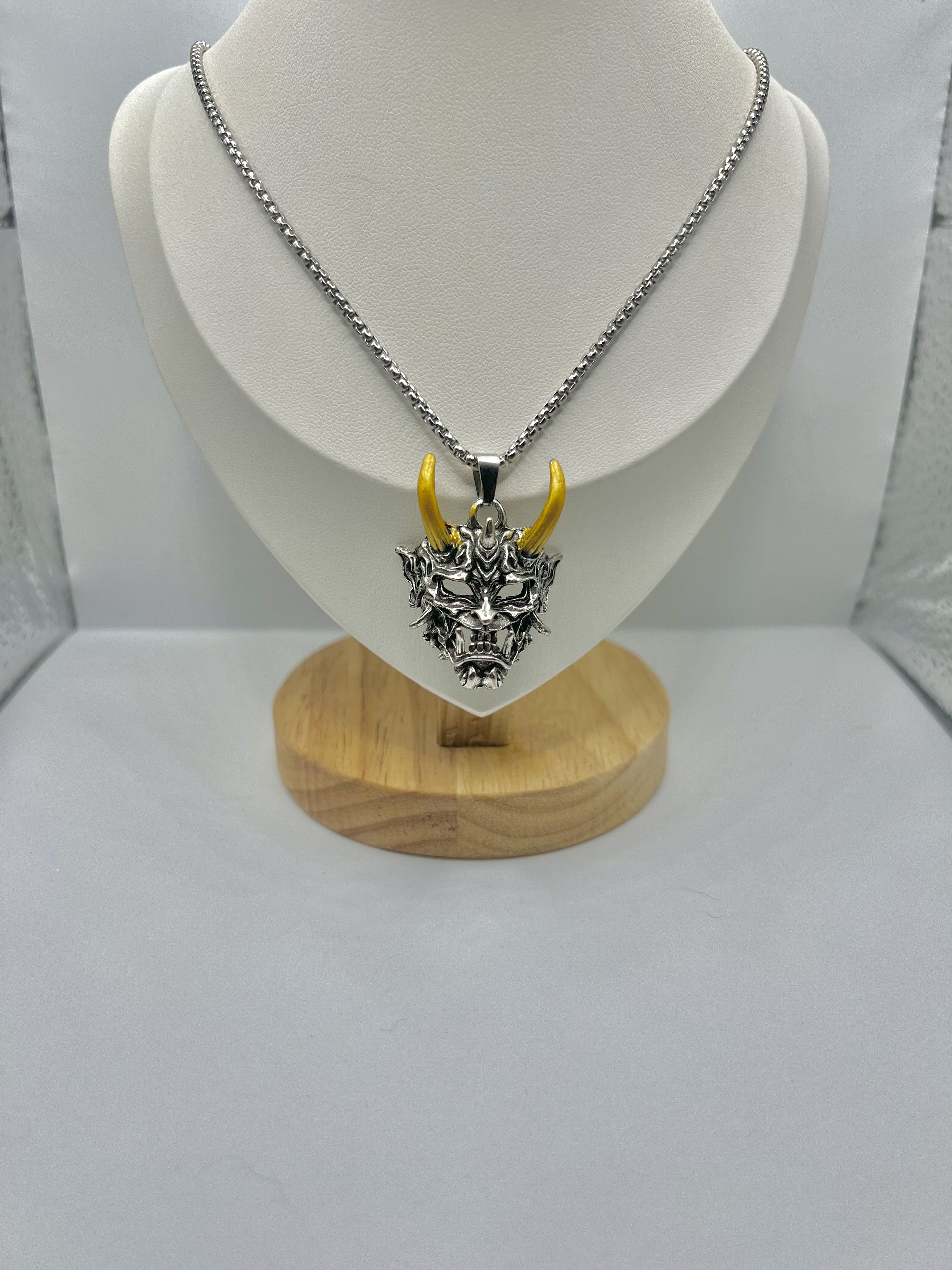Jewelry Ghost Mask Silver Chain Necklace Size ONE SIZE - 1 Thumbnail
