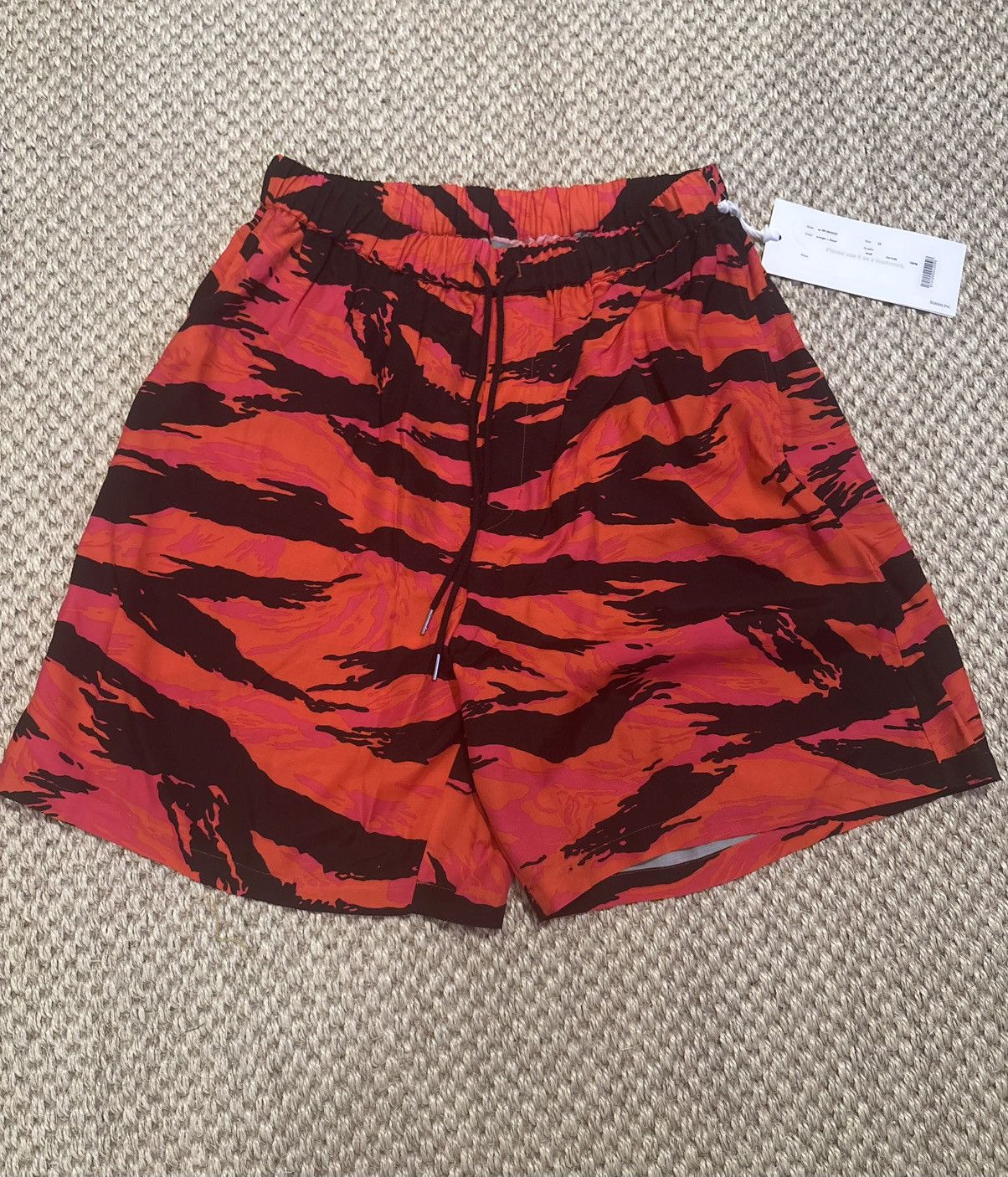 Takahiromiyashita The Soloist Tiger Camo Rayon Shorts Red