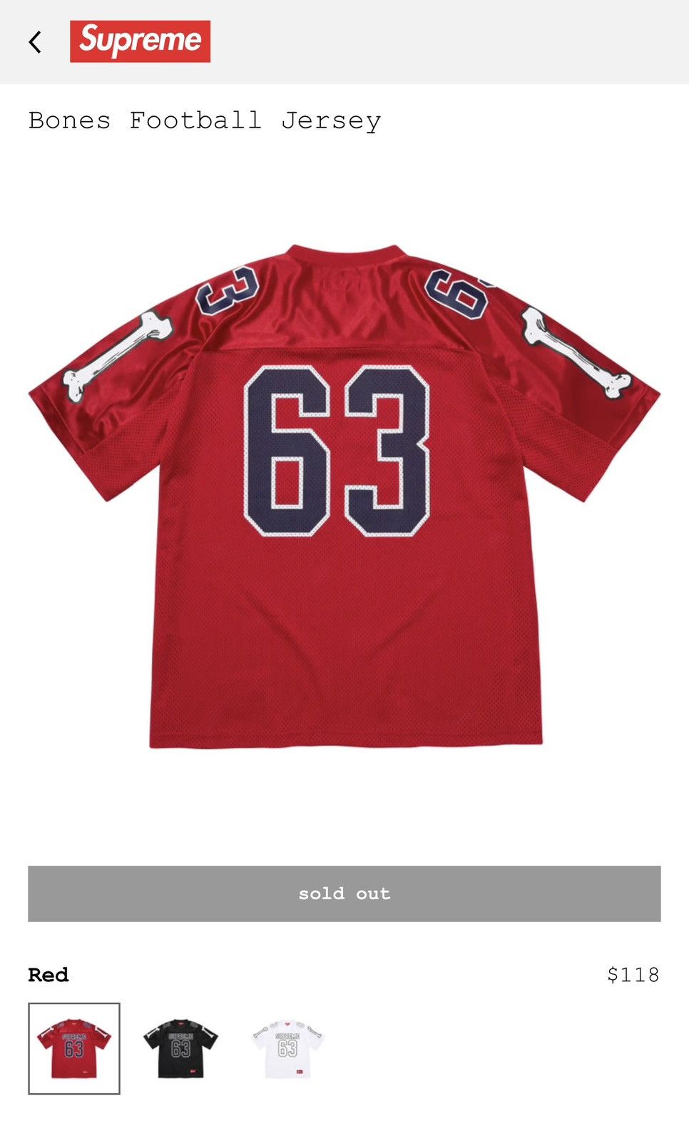 【新品Sサイズ】Supreme Bones Football Jersey Supreme Bones Football Jersey (FW25) - $118