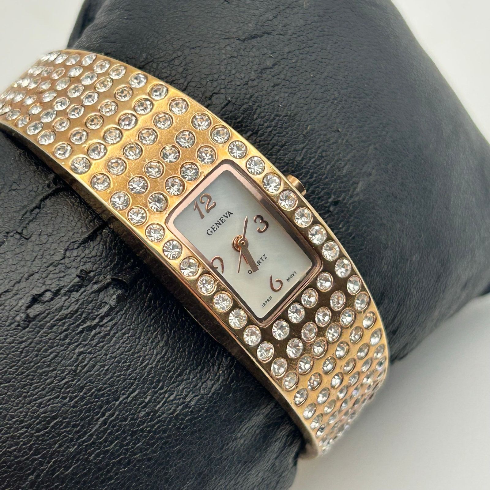 Geneva Geneva Rose Gold Crystal Embellishments Womens Bangle Watch Size ONE SIZE - 3 Thumbnail
