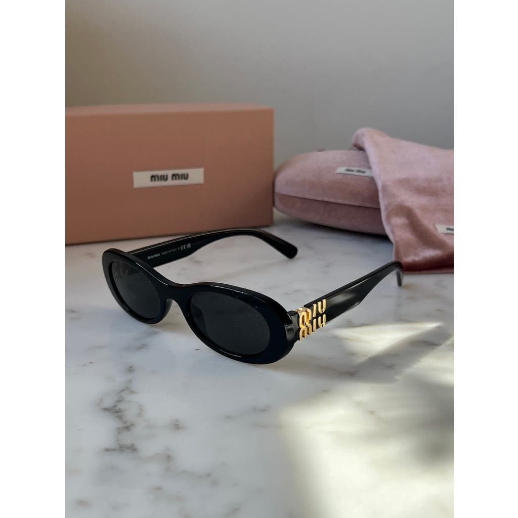 MIU MIU キャップ 黒 S サイズ Miu Miu NEW Miu Miu MU06ZS Black Oval Sunglasses | Grailed