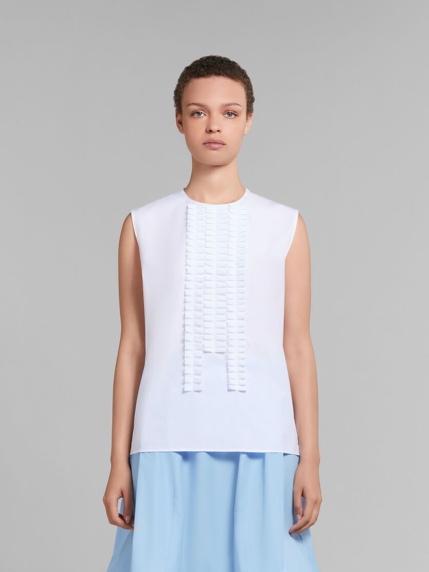 o1w1db11125 Poplin Sleeveless Shirt in White