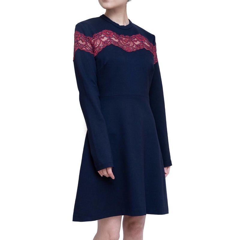 Sandro SANDRO Paris Color Lace Insets Viscose Longsleeve Dress Size S / US 4 / IT 40 - 2 Thumbnail