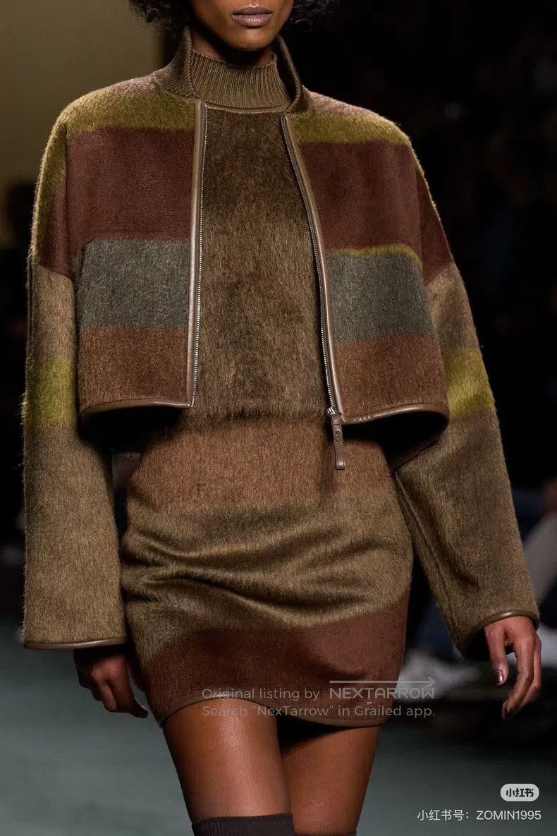 Hermes Hermes Cashmere and Mohair Green and Brown Short Jacket Size XXS / US 00 / IT 34 - 6 Thumbnail