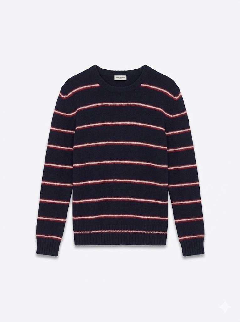 Saint Laurent Paris FW14 Striped Wool Sweater Blue Red White Size US S / EU 44-46 / 1 - 1 Thumbnail