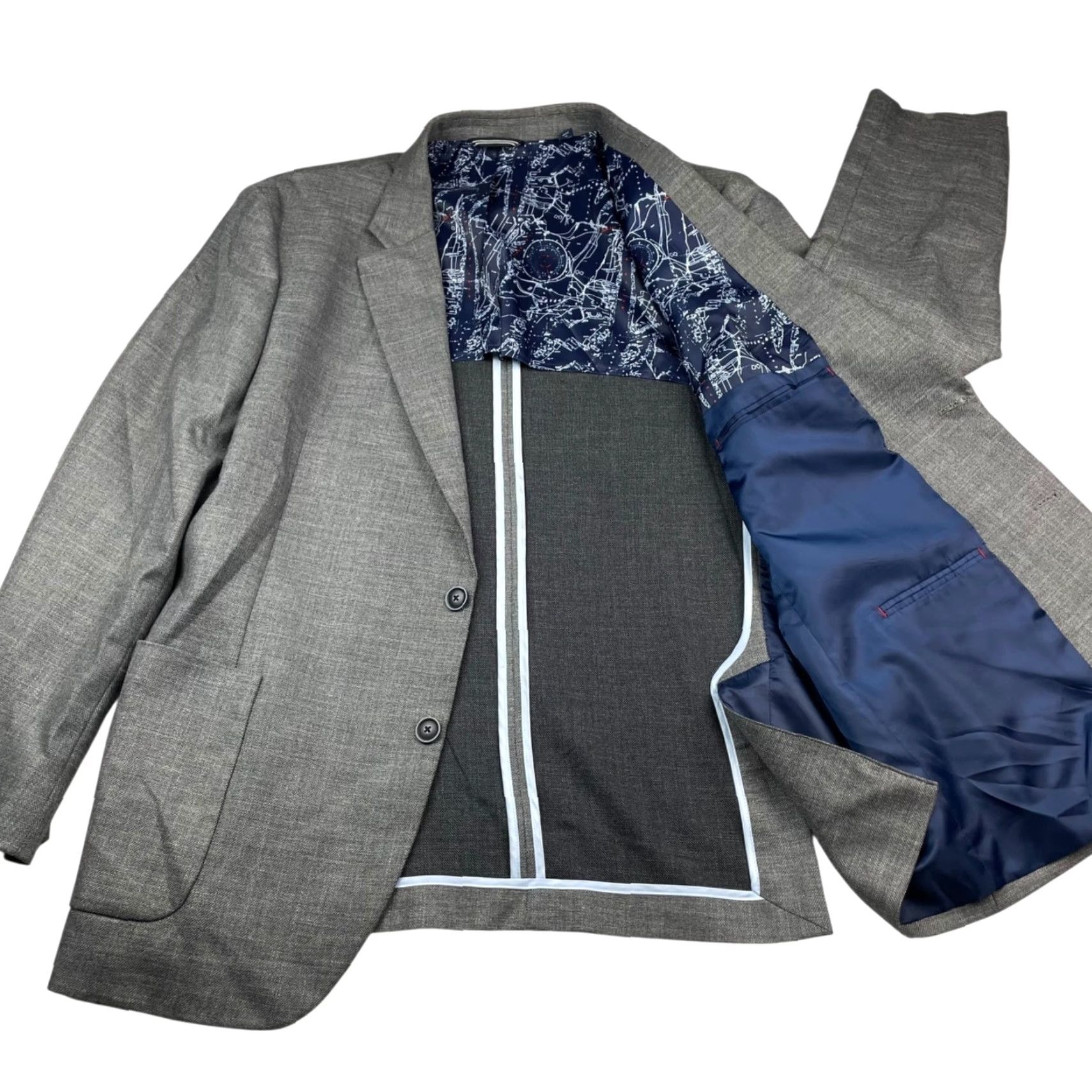 Nautica Nautica Men's Blazer Gray 46R 2-Button Linen Blend Solid Jacket Coat Regular Fit Mens Size 46R - 3 Thumbnail