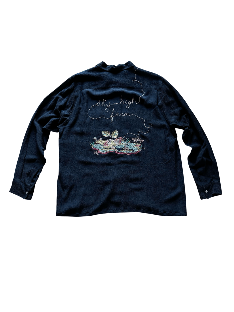Sky High Farm Workwear Navy Blue Strawberry Embroidered Woven Shirt Size US XL / EU 56 / 4 - 1 Thumbnail