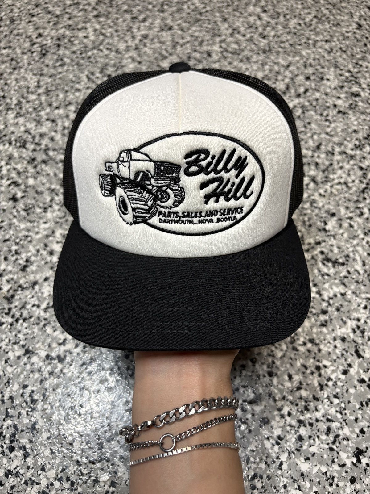 Billy Hill 2021 Billy Hill Black/White “PS&S” Trucker Mesh Hat OSFM Size ONE SIZE - 1 Thumbnail